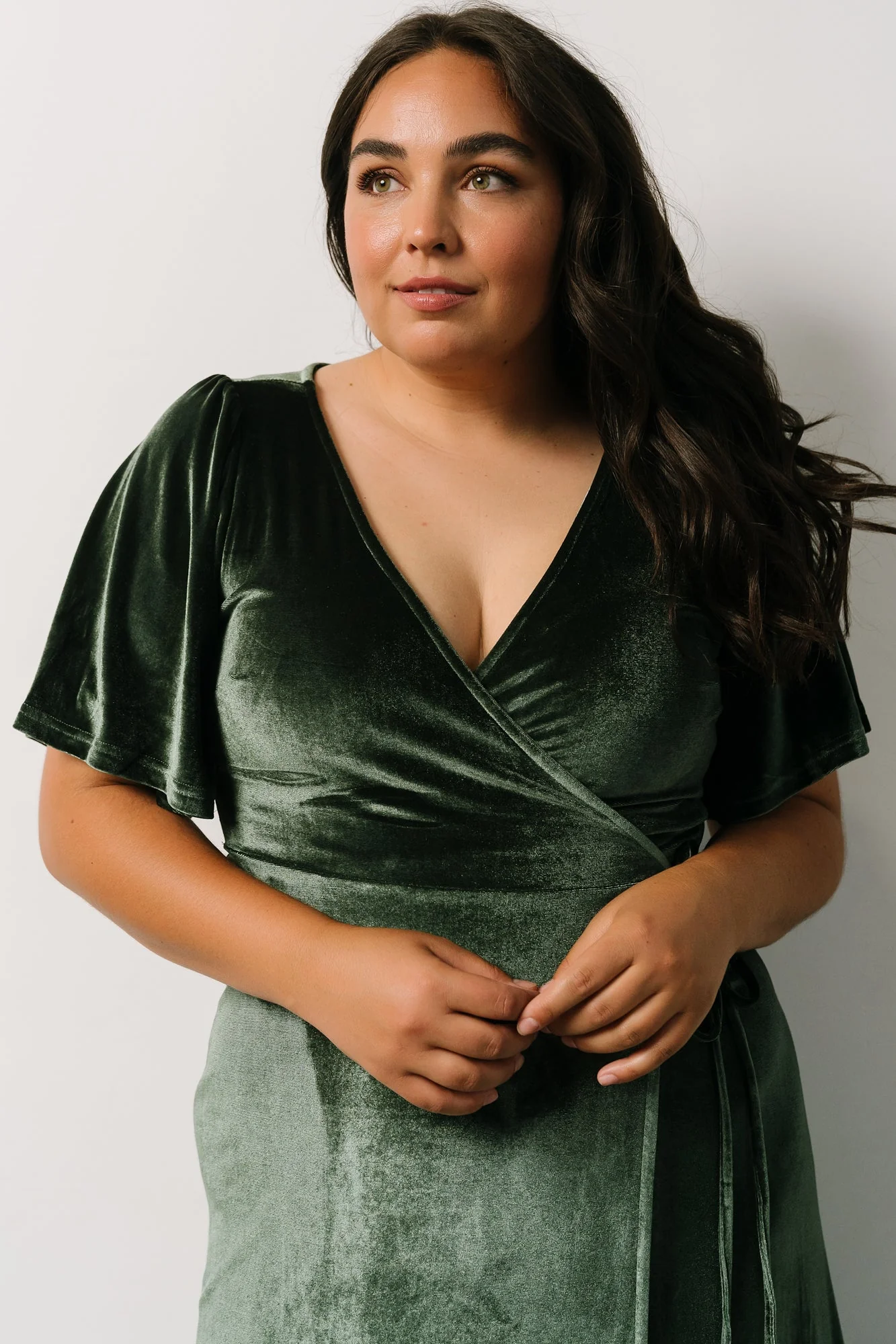 Meghan Velvet Wrap Maxi Dress | Deep Green