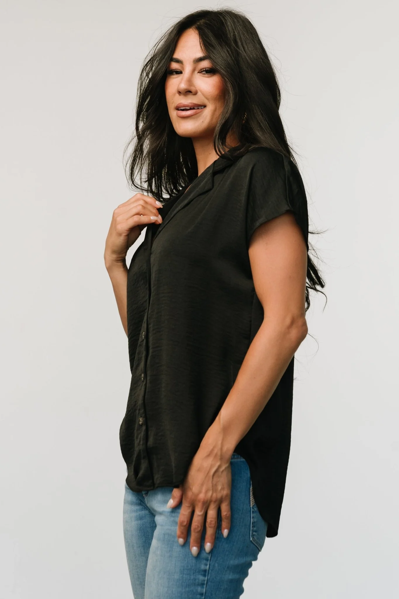 Corey Button Top | Black