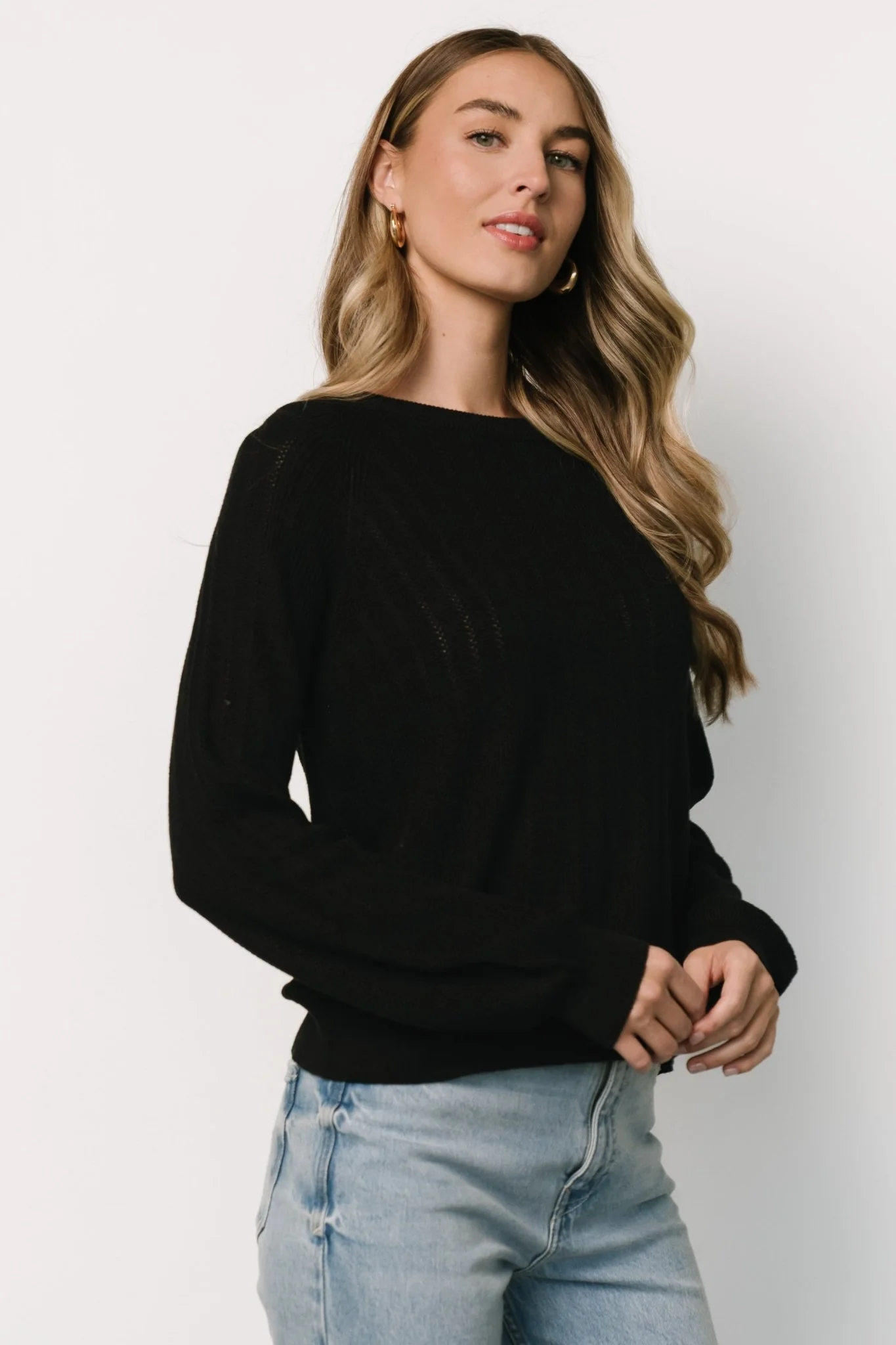 Alix Knit Sweater Top | Black