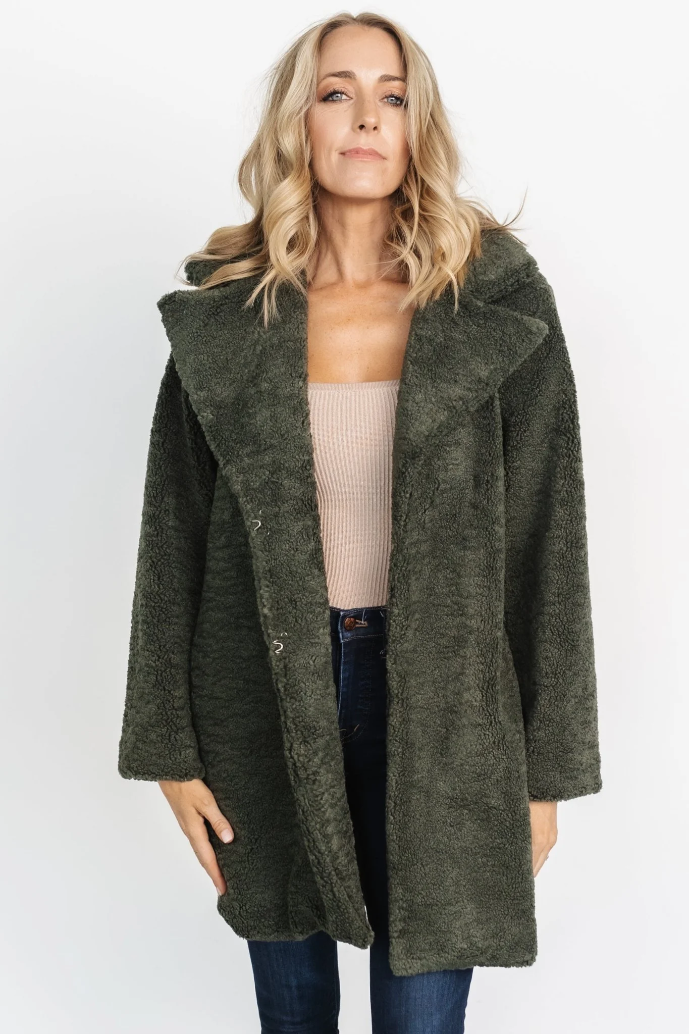Damien Sherpa Coat | Dark Green