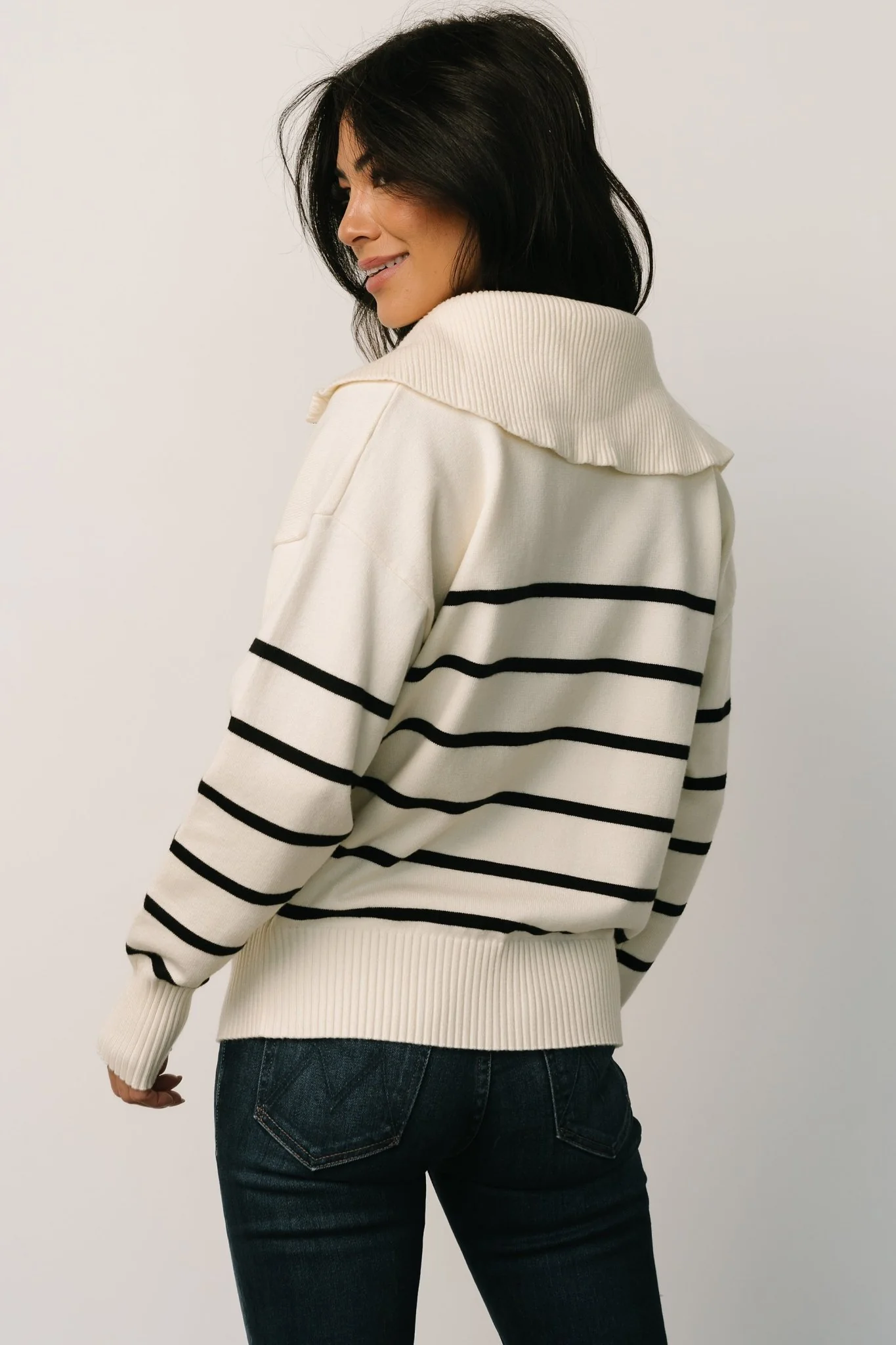 Dixon Striped Sweater | Ivory + Black