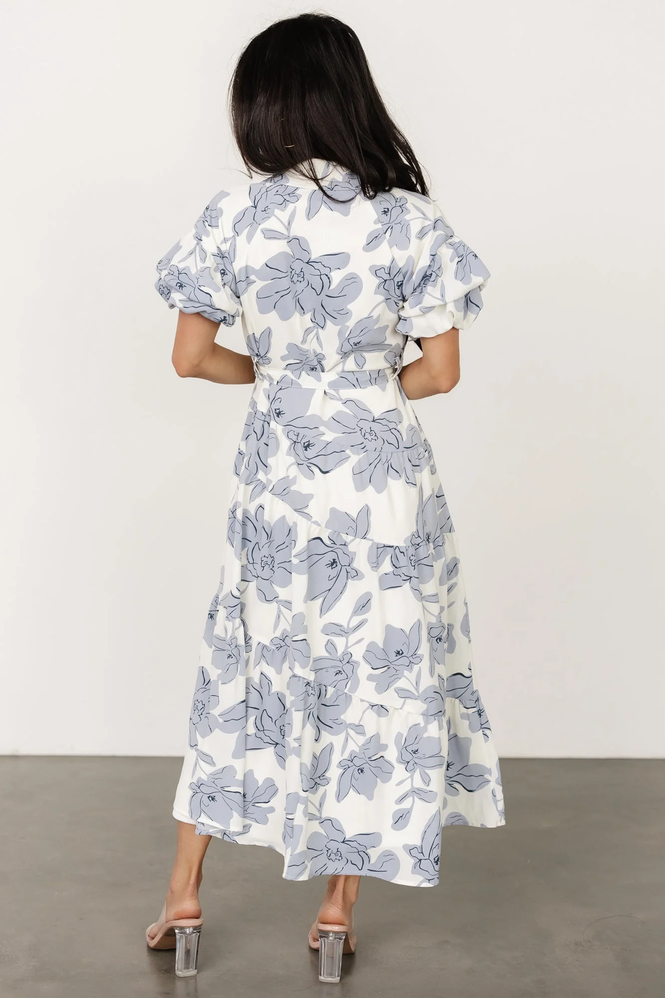 Albany Button Dress | Ivory + Blue