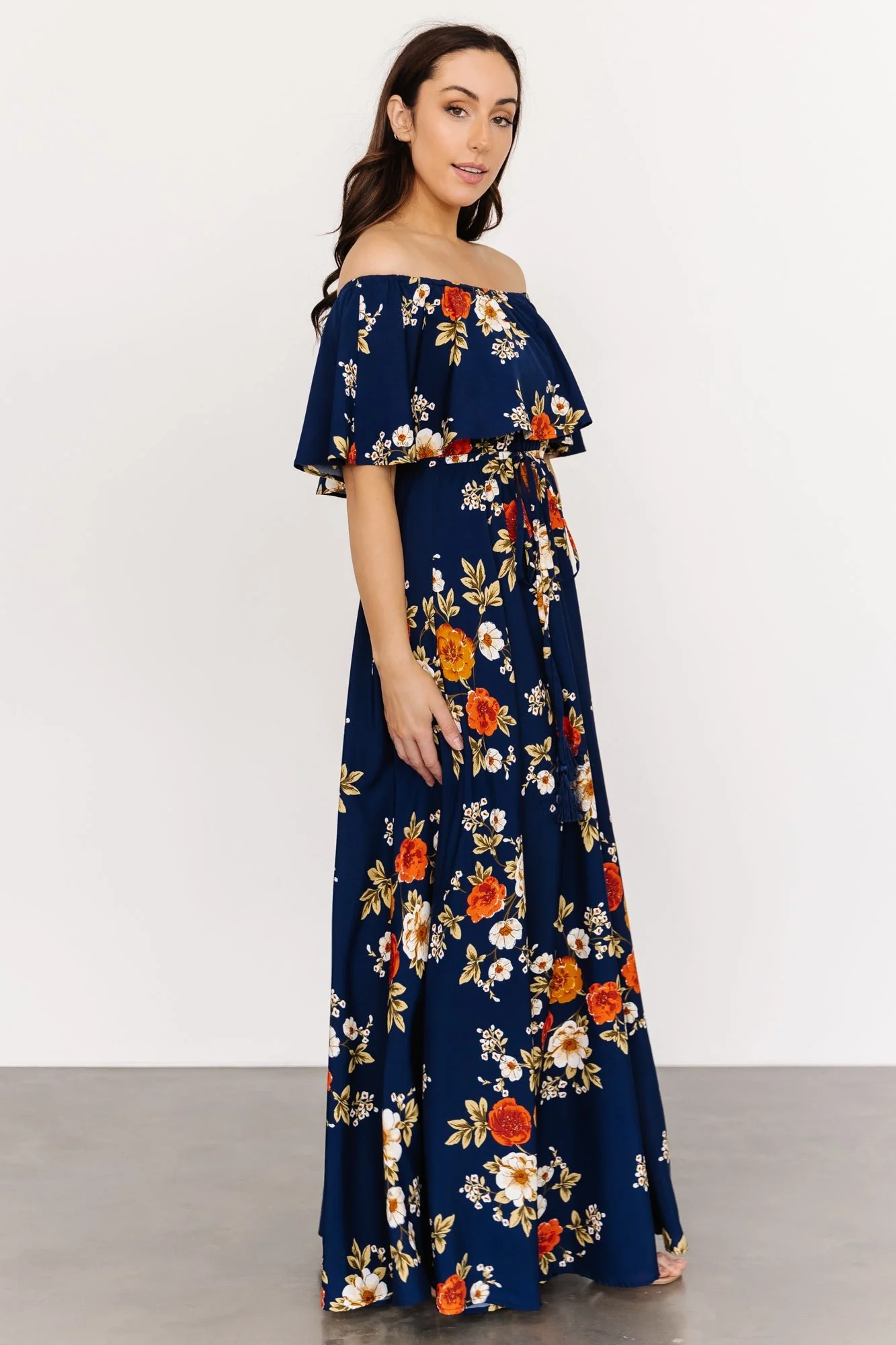 Marley Off Shoulder Maxi Dress | Navy Floral