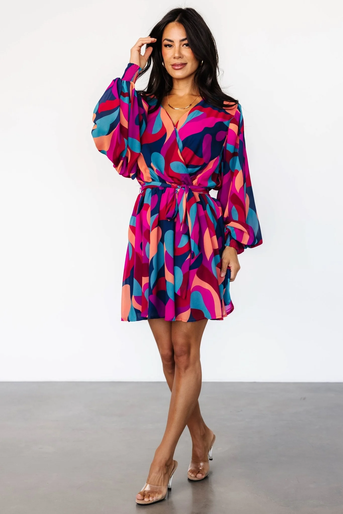 Lyndsi Short Dress | Magenta Multi