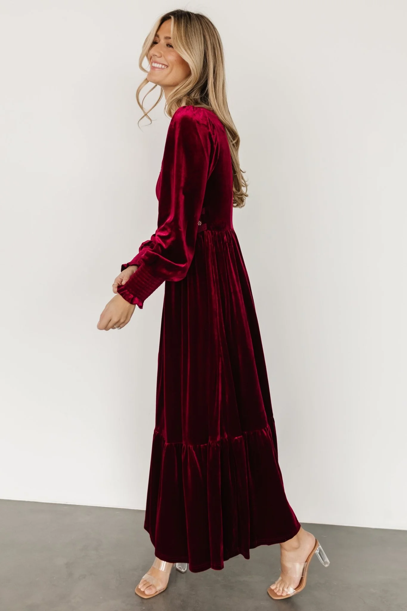 Ingrid Velvet Maxi Dress | Merlot