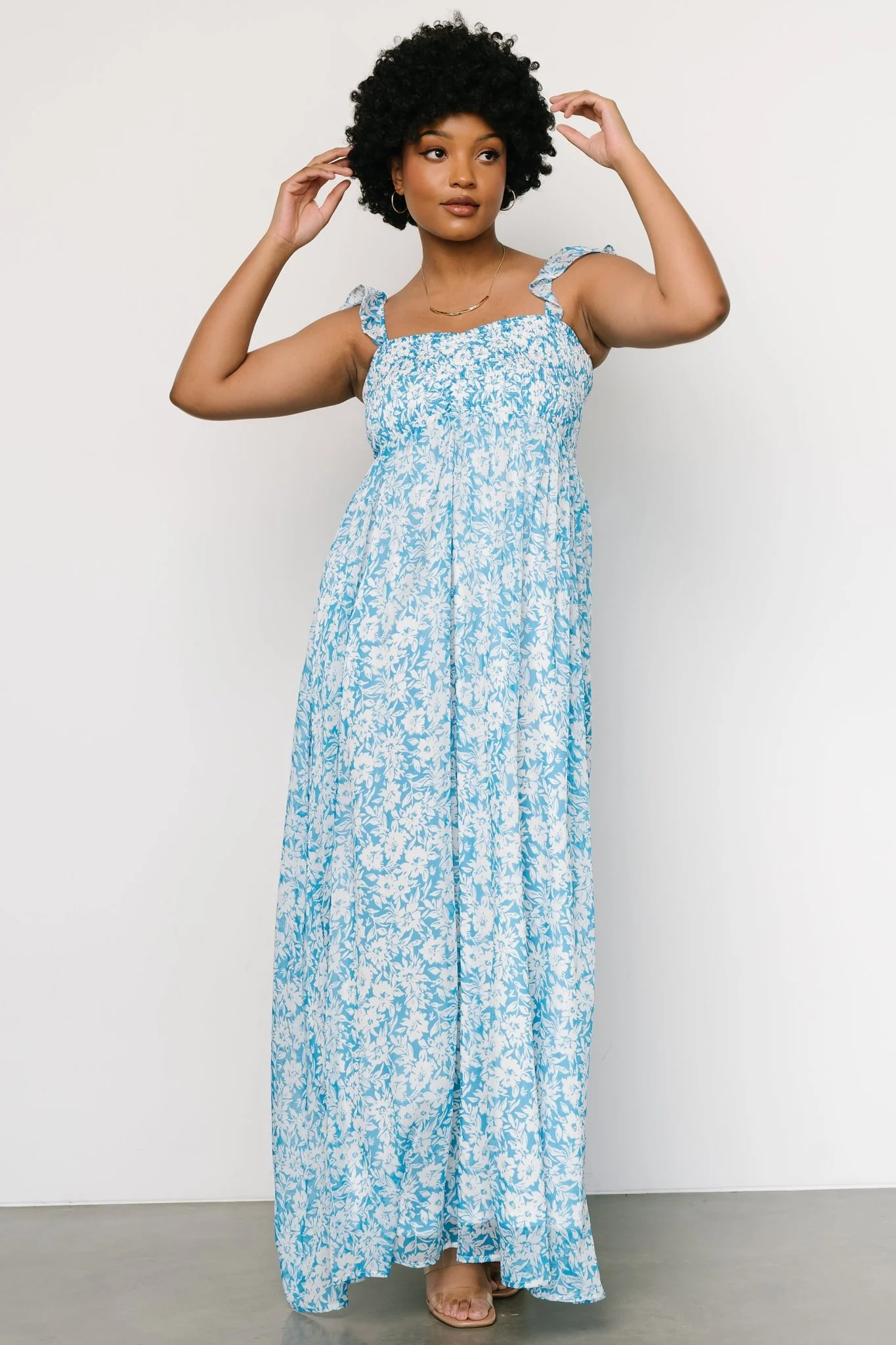Evanthe Maxi Dress | Blue + White Floral