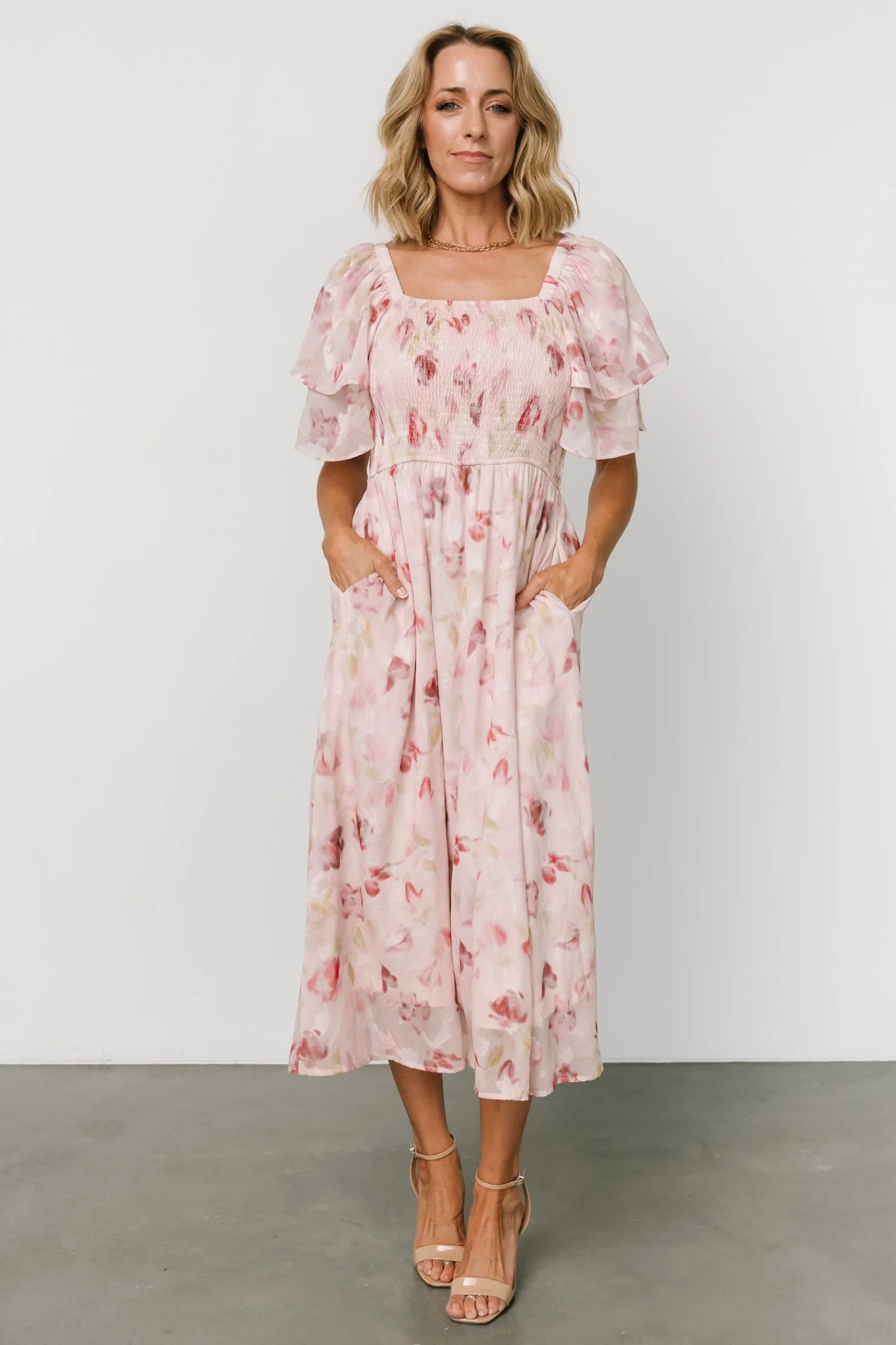 Flora Midi Dress | Blush Print