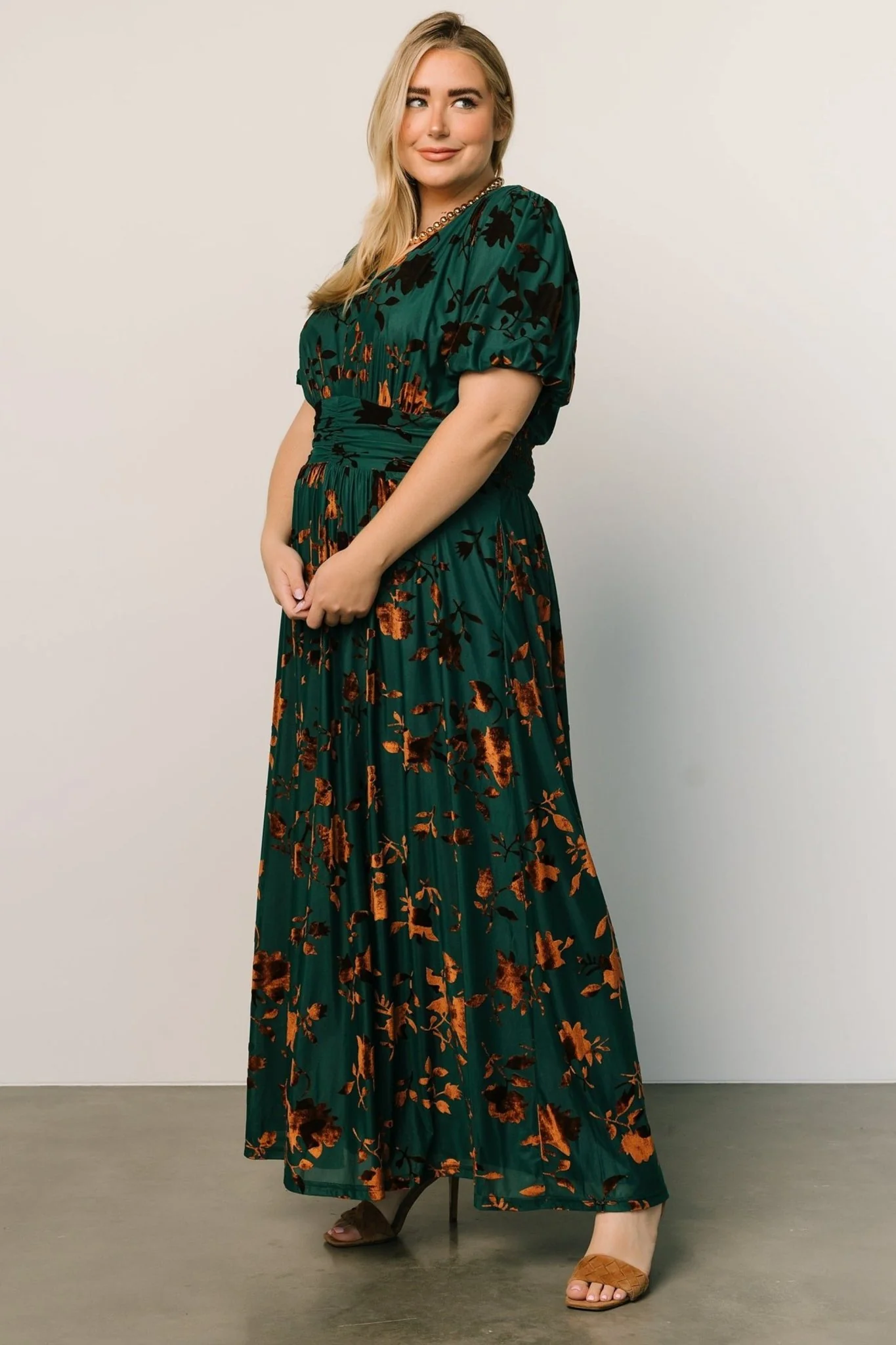 Leslie Velvet Maxi Dress | Bronze + Jade