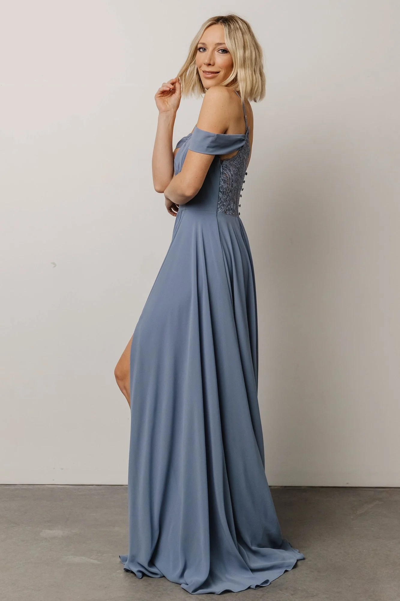Bianca Lace Maxi Dress | Dusty Blue