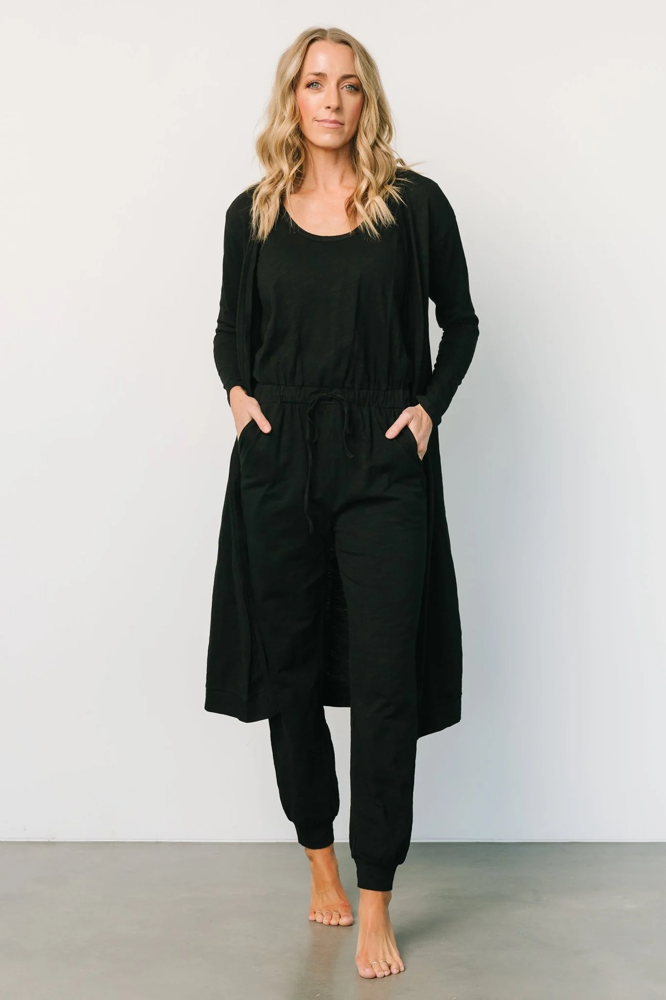 Janae Jumpsuit + Cardigan Set | Black