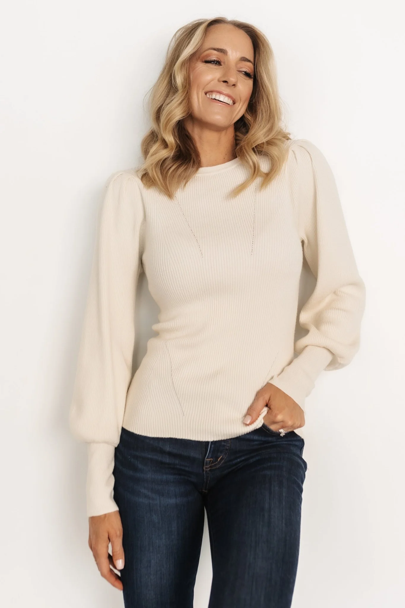 Lilou Rib Knit Sweater | Ivory