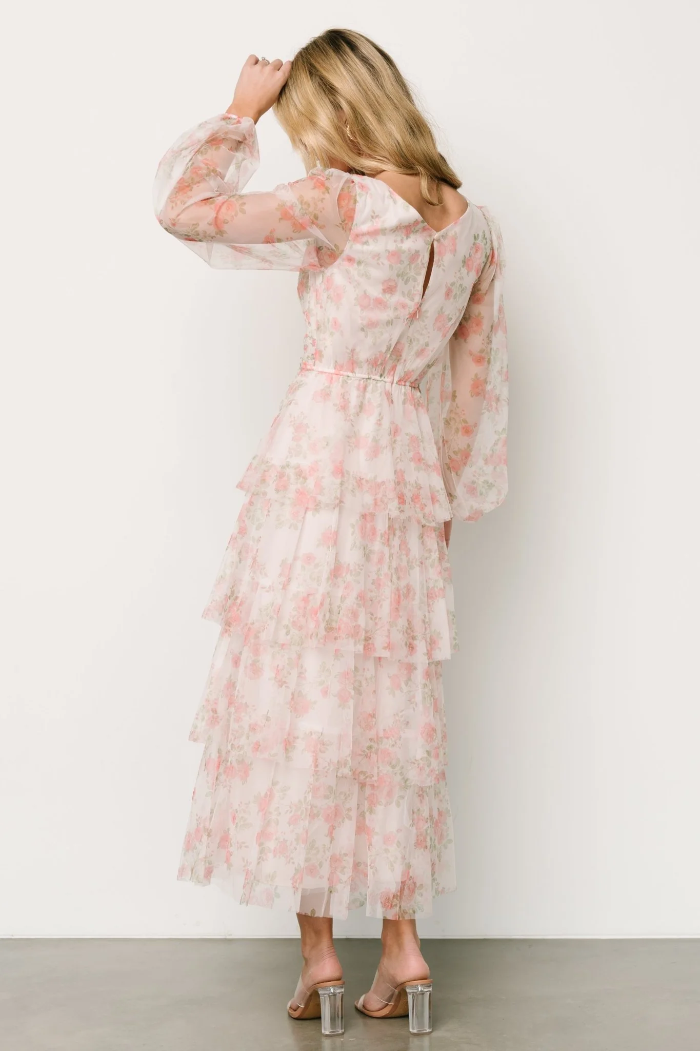 Carolina Tulle Tiered Maxi Dress | Blush Floral