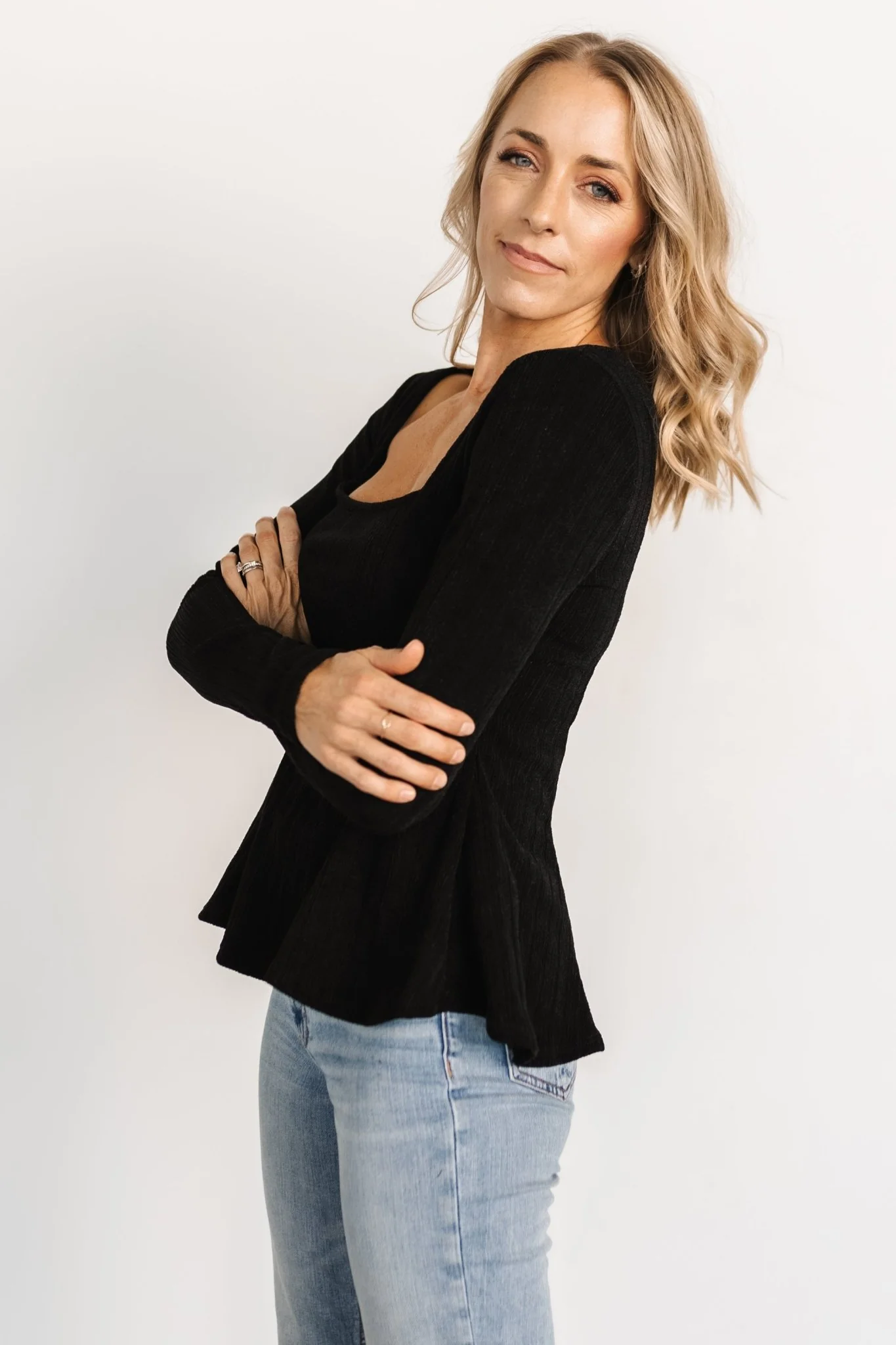 Murphy Square Neck Top | Black
