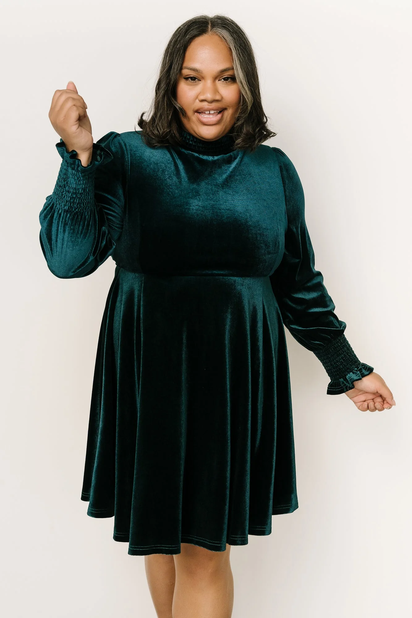 Tina Velvet Short Dress | Emerald