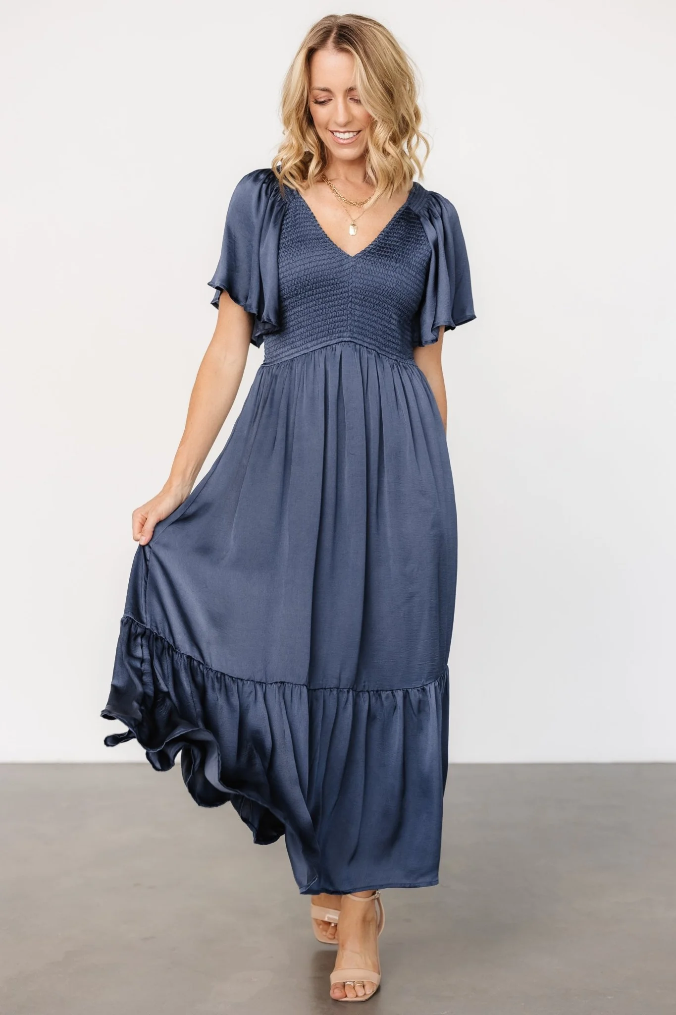 Lovell Smocked Midi Dress | Midnight Blue