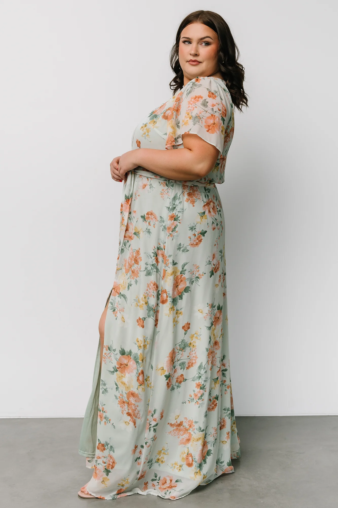Naomi Short Sleeve Maxi Dress | Sage Floral