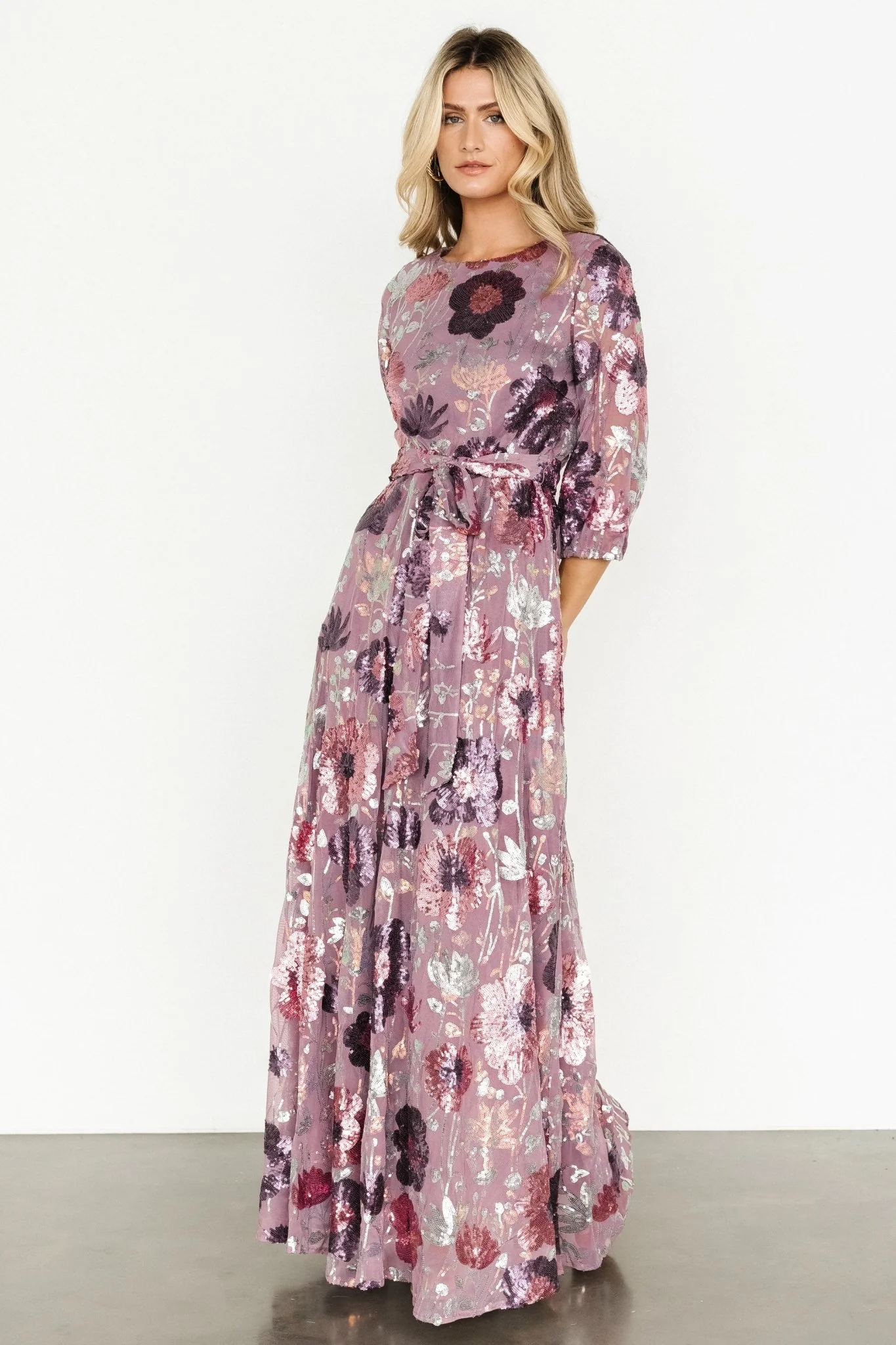 Destiny Sequin Maxi Dress | Lilac Floral