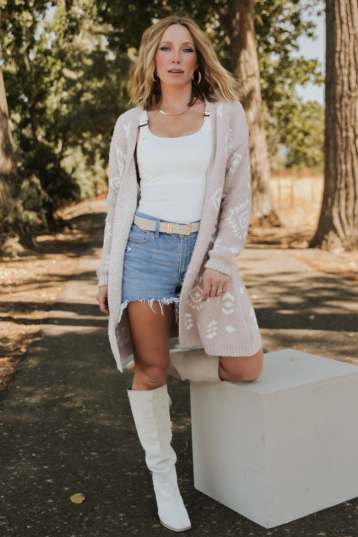 Missoula Oversized Cardigan | Sand + Off White