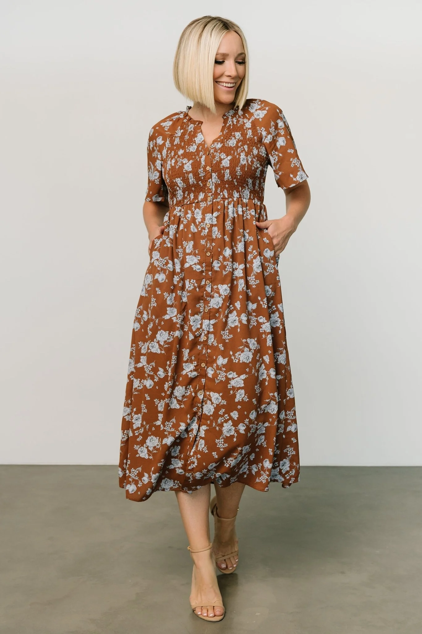 Botega Midi Dress | Brown + Blue