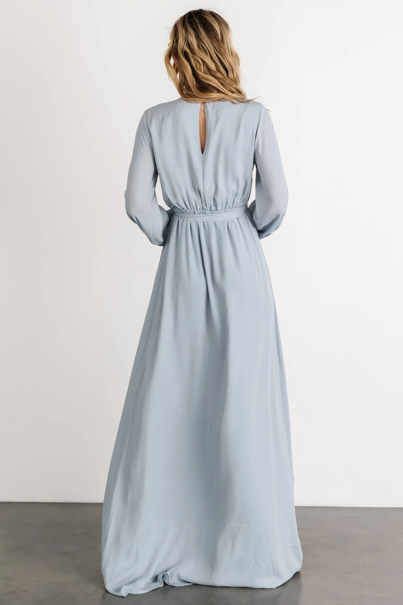 Breanne Faux Wrap Maxi Dress | Light Blue