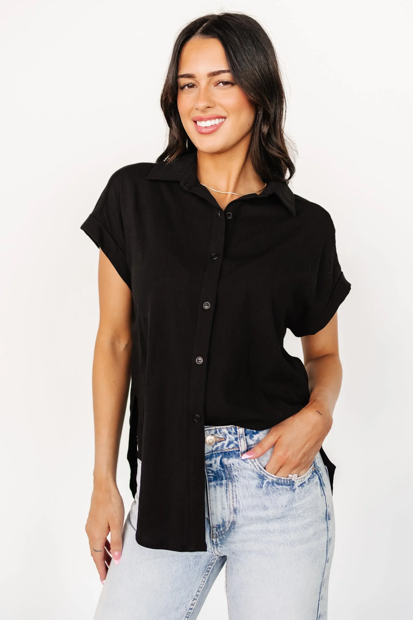 Clarke Button Up Top | Black