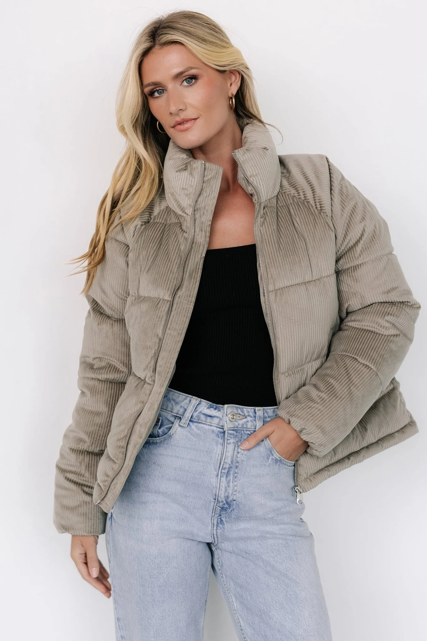 Holden Corduroy Puffer Jacket | Dusty Sage