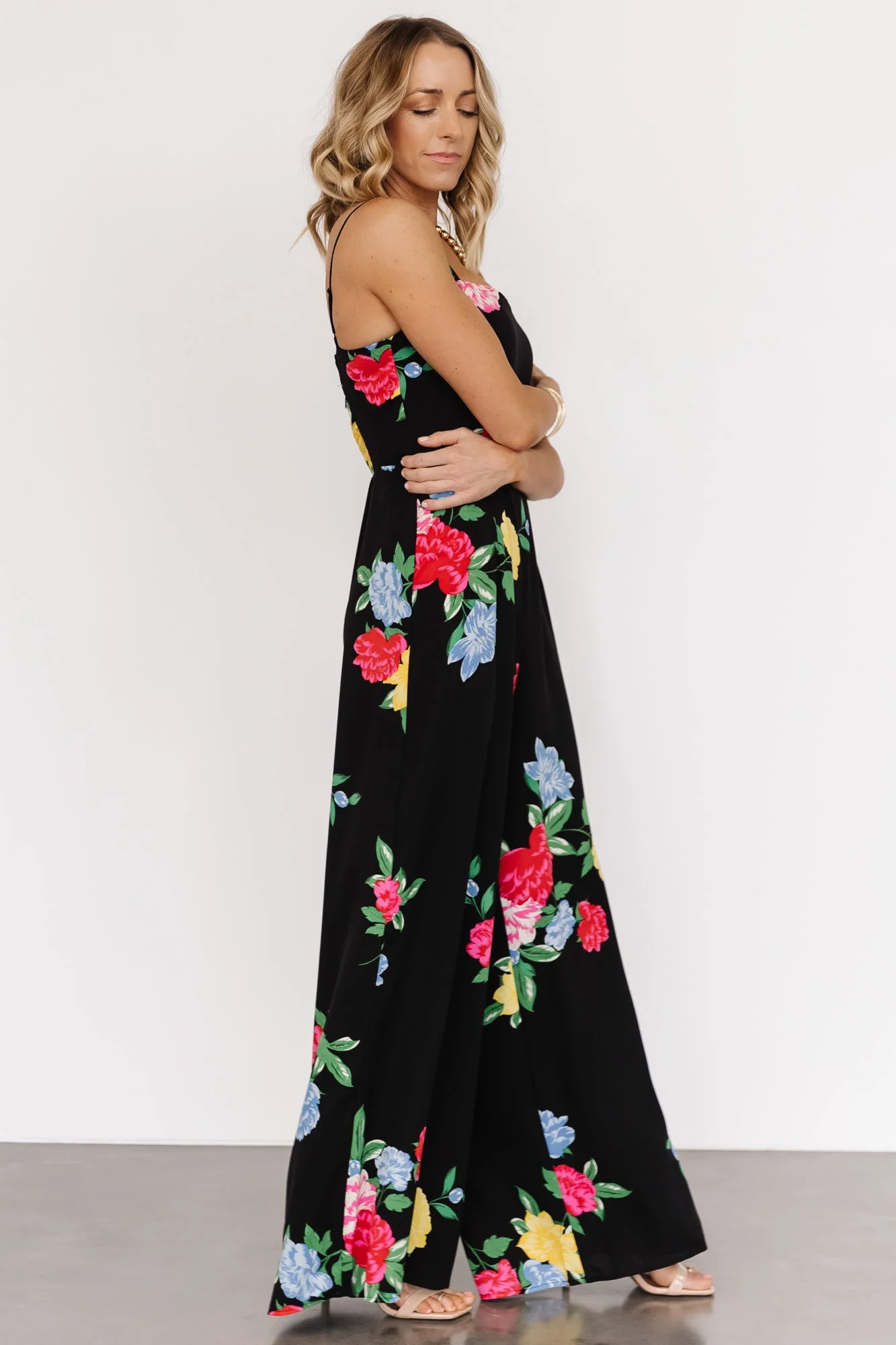 Brooklyn Wide Leg Jumpsuit | Black Floral