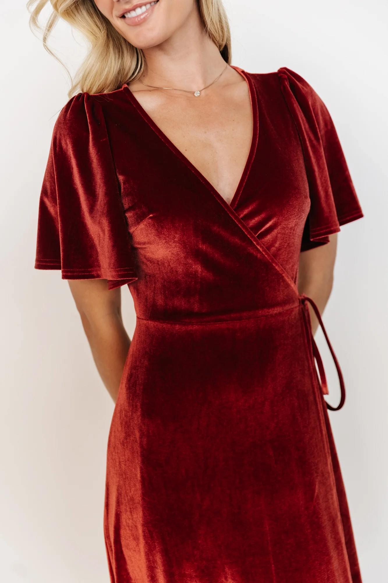 Katelyn Velvet Maxi Wrap Dress | Terracotta