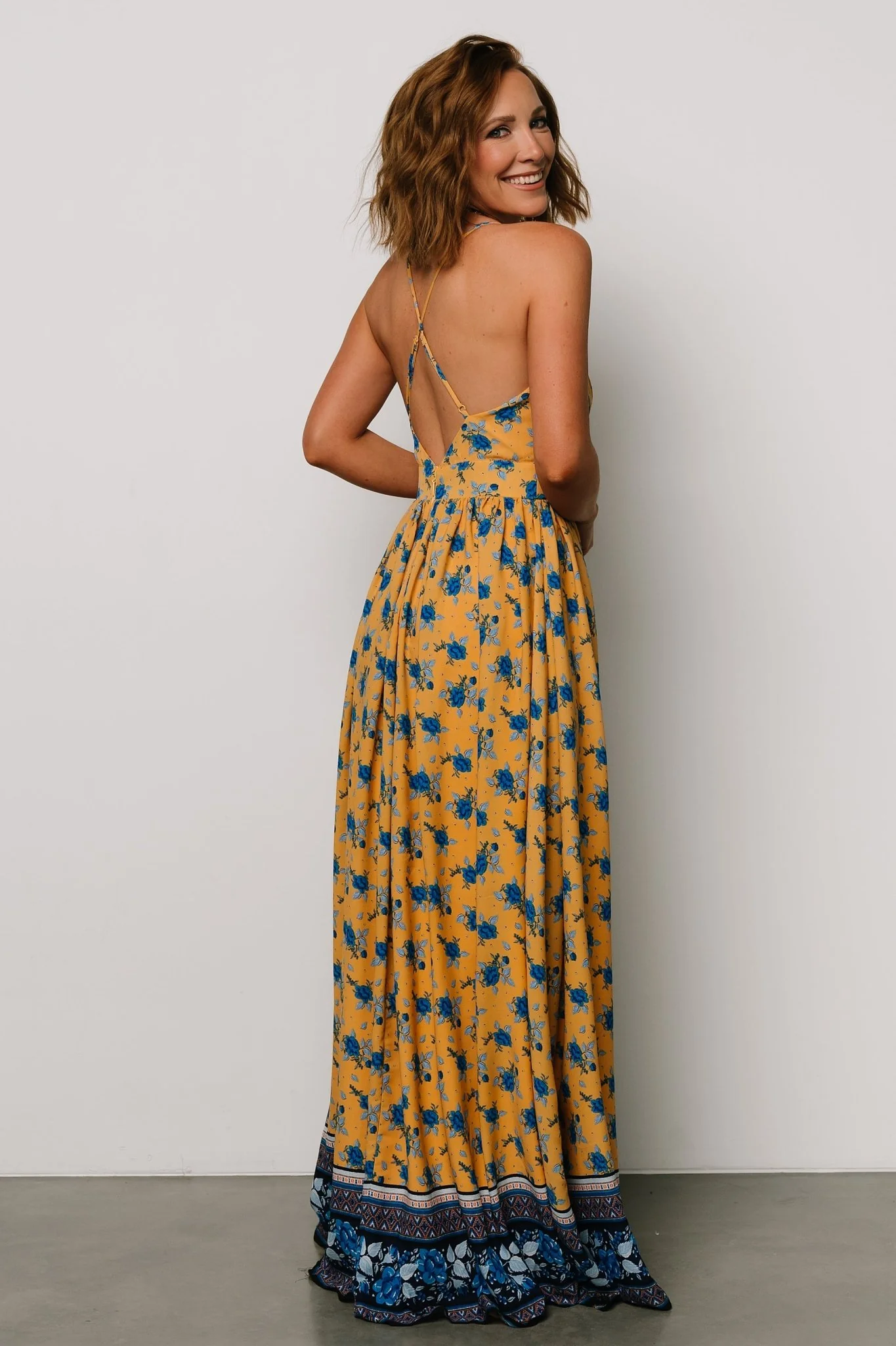 Brylee Maxi Dress | Mustard + Navy