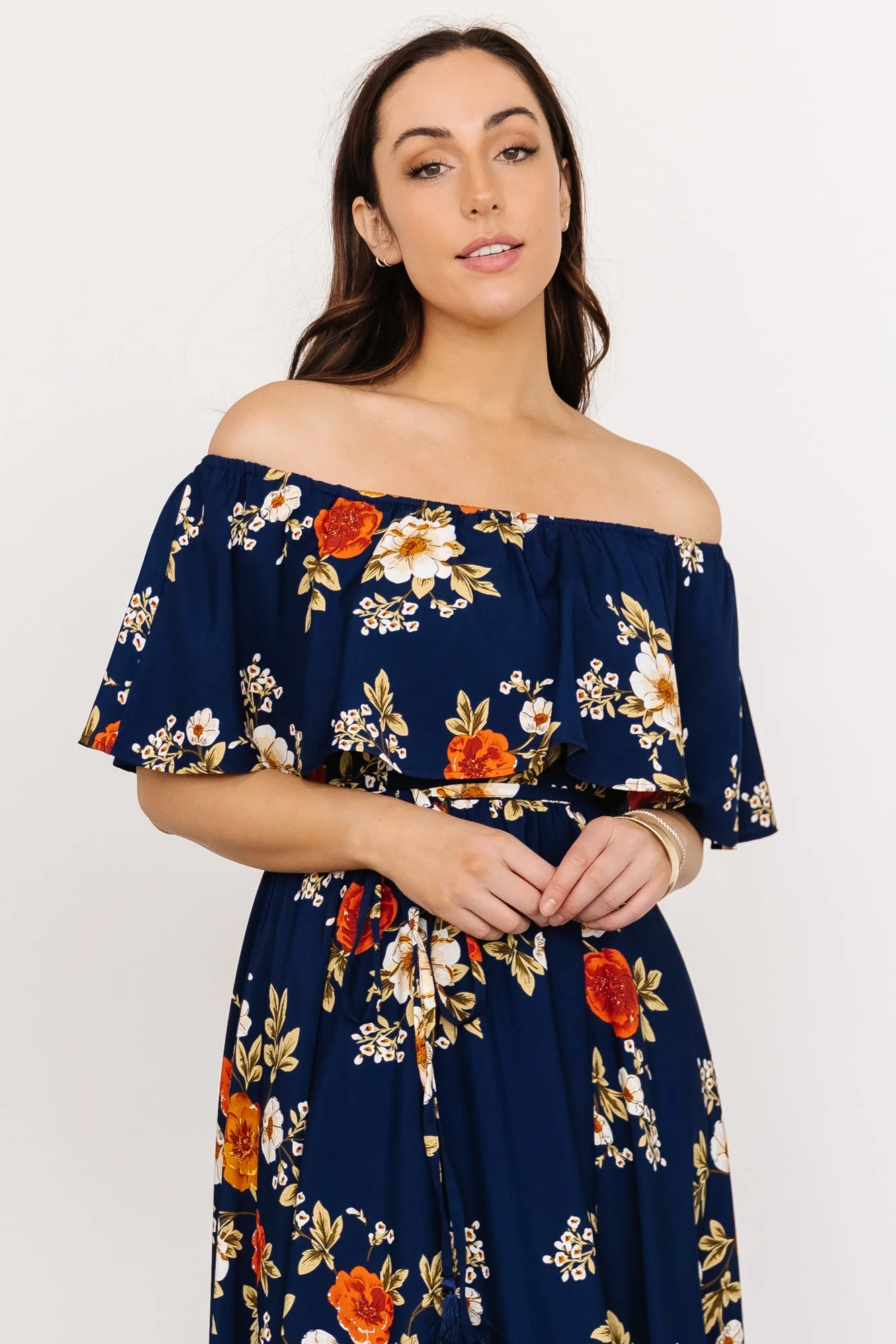 Marley Off Shoulder Maxi Dress | Navy Floral