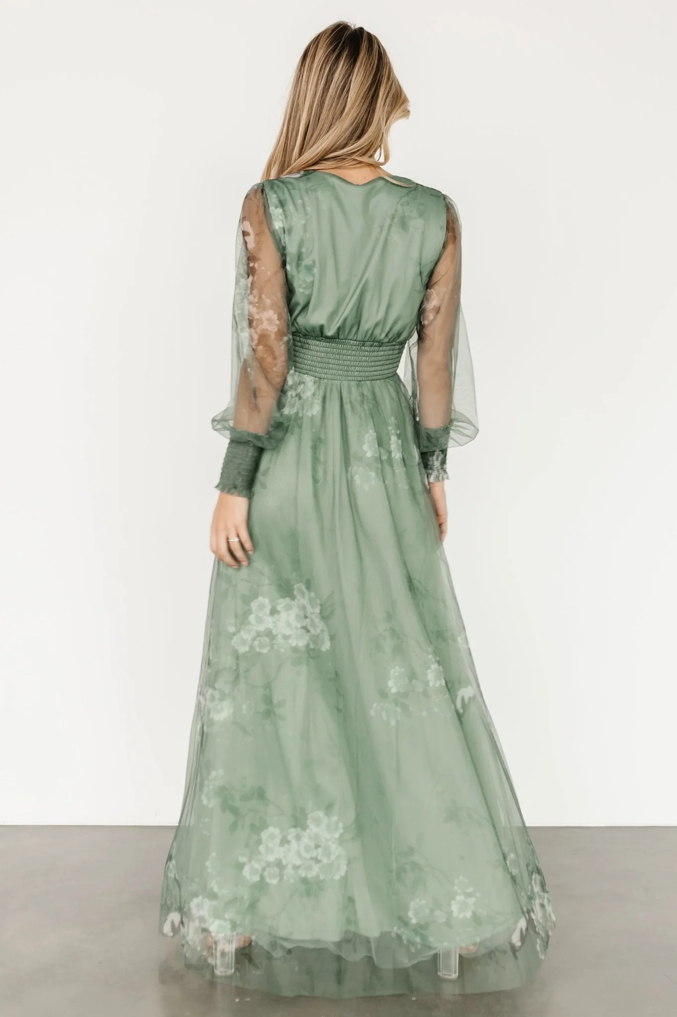 Layla Tulle Maxi Dress | Dusty Green Floral