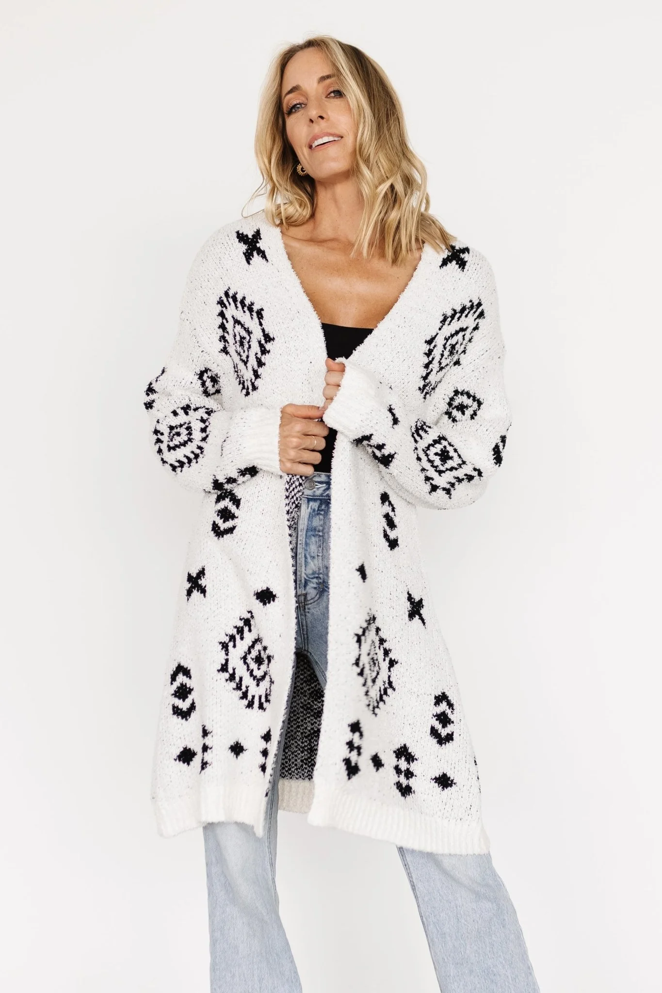 Missoula Oversized Cardigan | Off White + Black