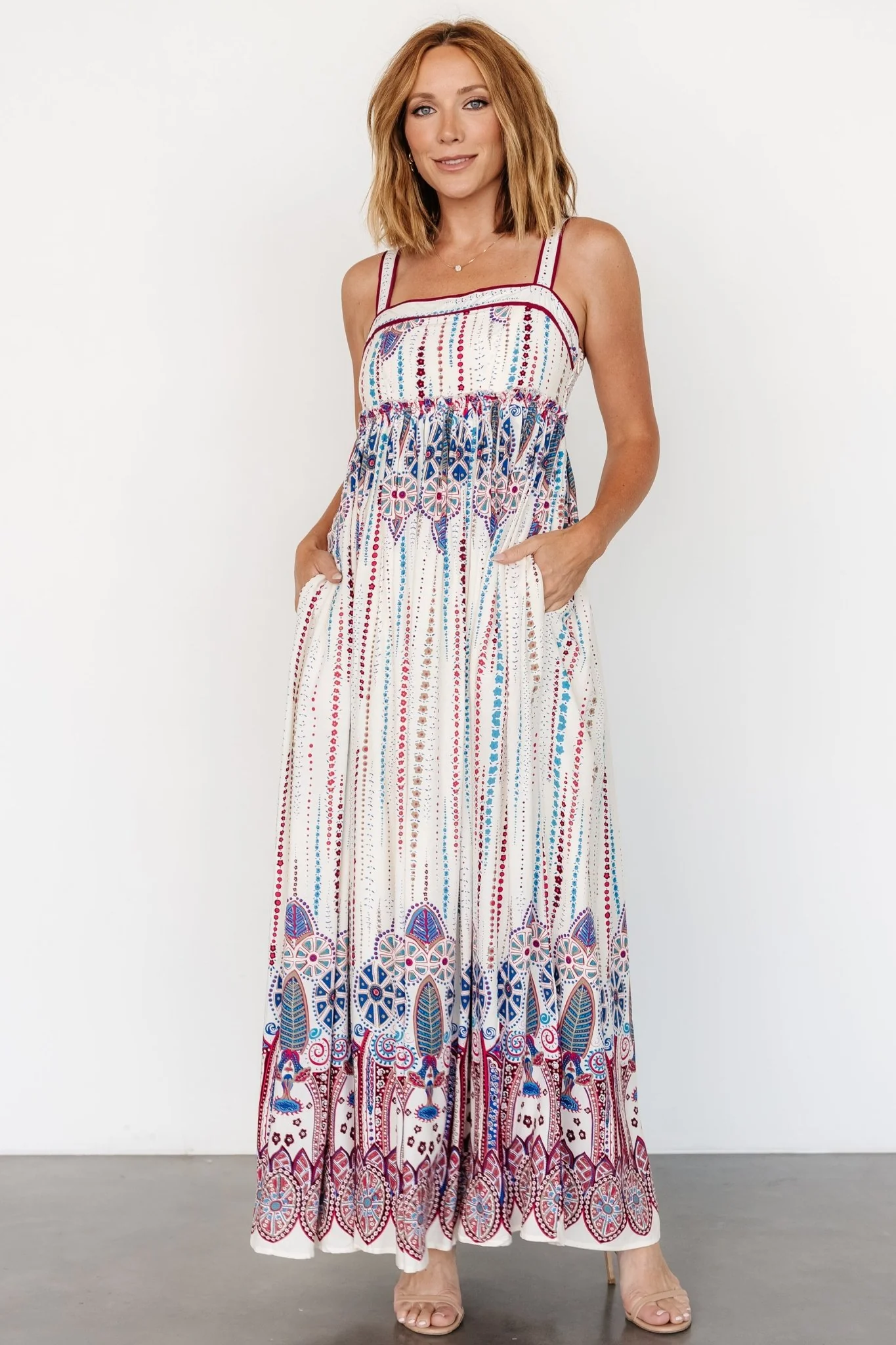Ivania Tank Maxi Dress | Cream Multi