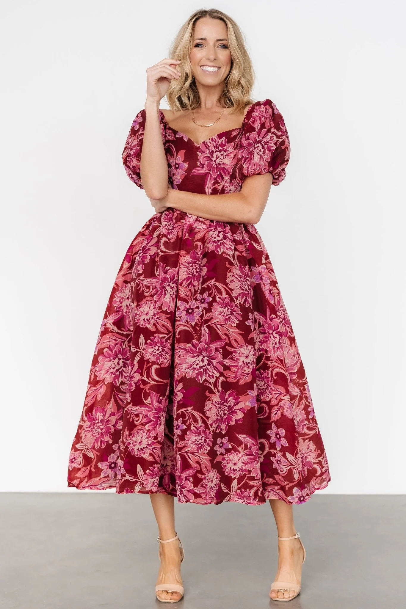 Samara Midi Dress | Rust + Pink