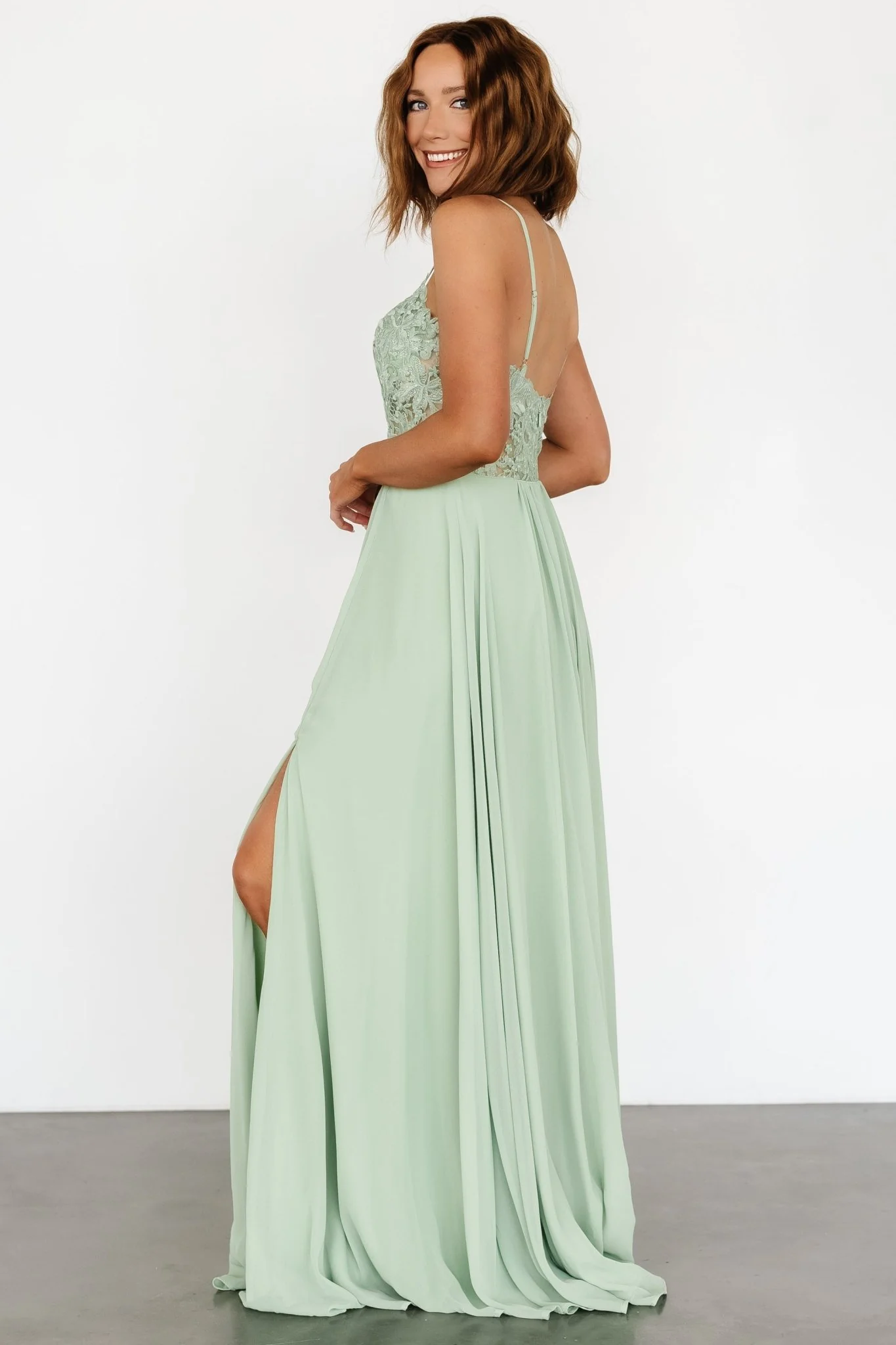 Samantha Lace Top Gown | Sage