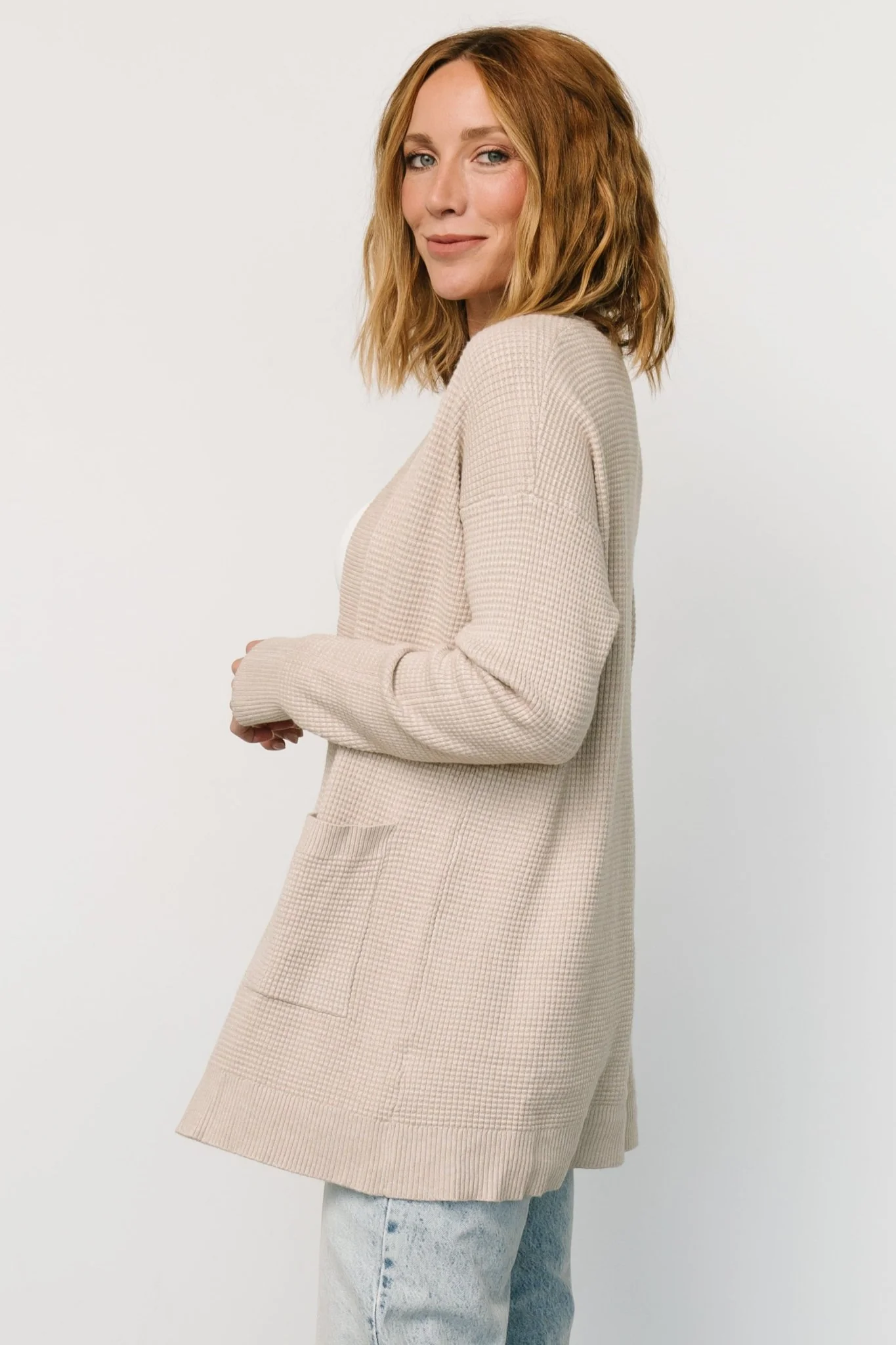 Portsmouth Waffle Cardigan | Oatmeal