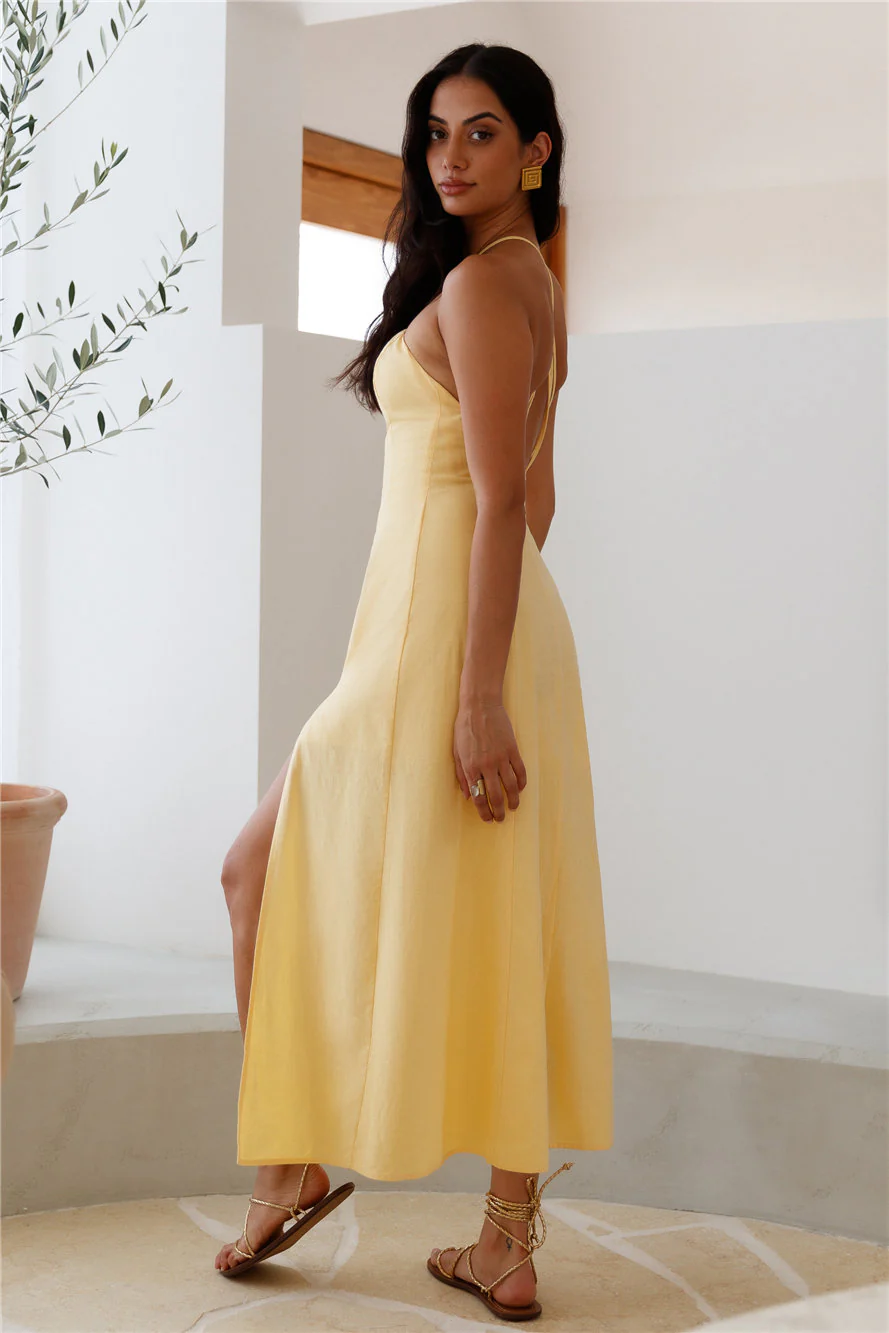She's Captivating Midi Dress Yellow