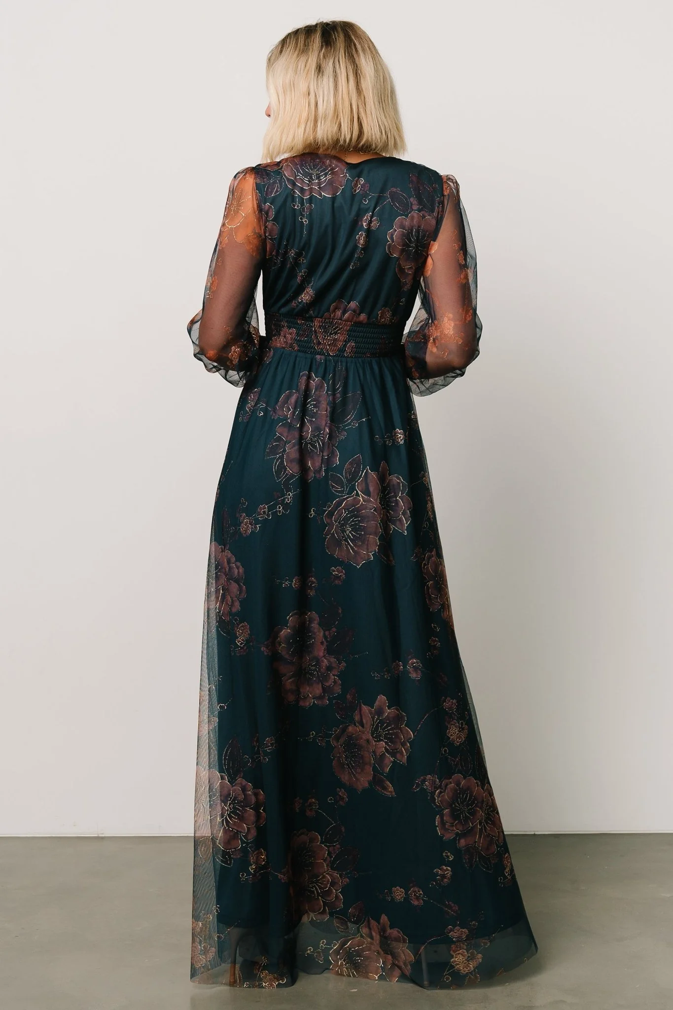 Layla Tulle Maxi Dress | Copper + Blue Metallic
