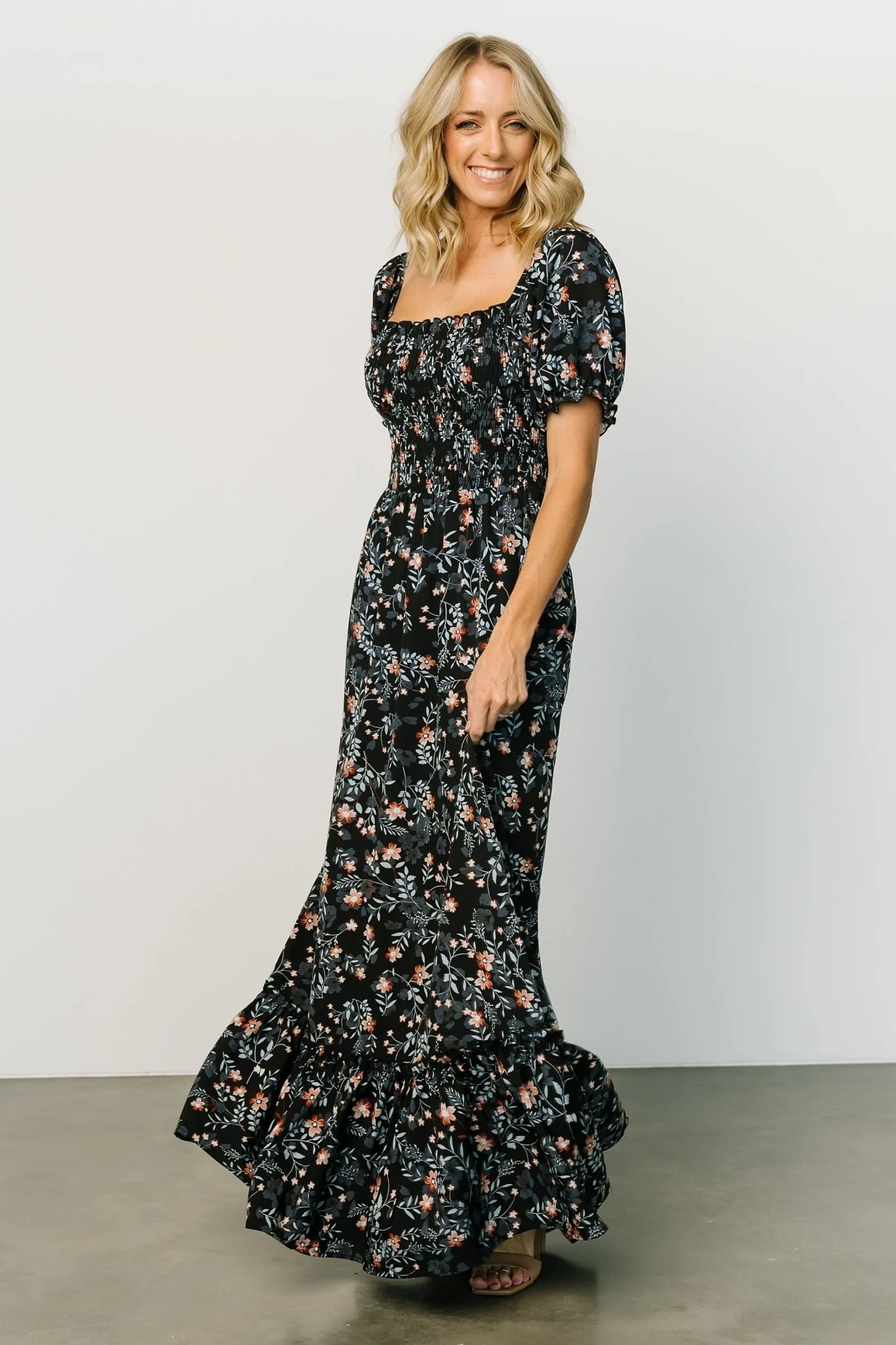 Capri Smocked Maxi Dress | Midnight Floral