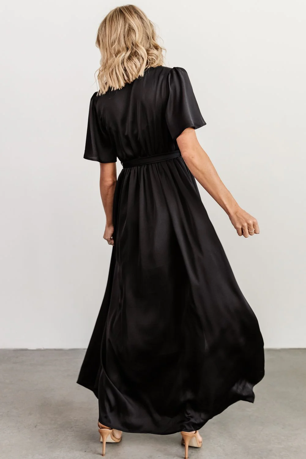 Sicily Satin Maxi Dress | Black