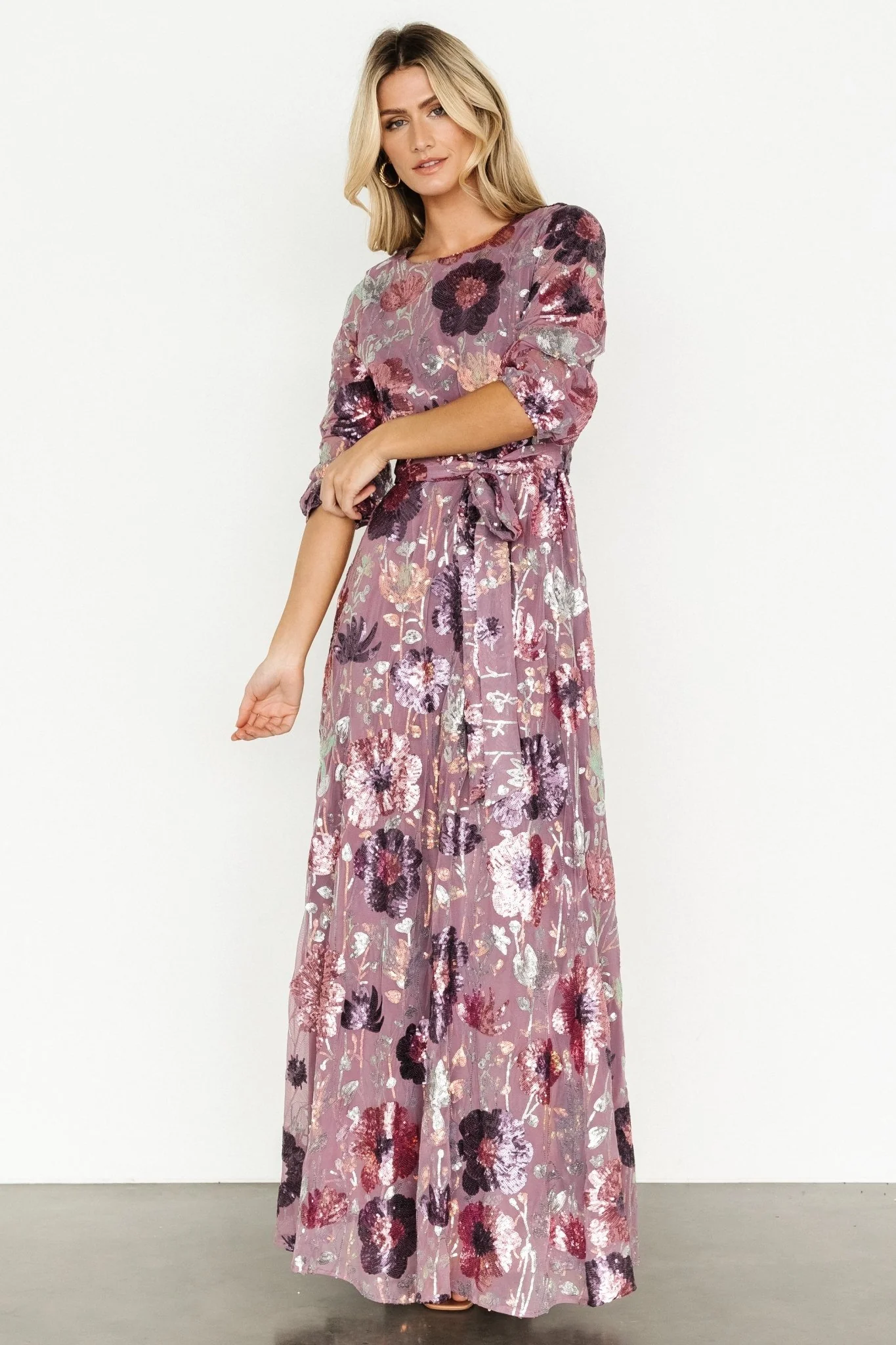 Destiny Sequin Maxi Dress | Lilac Floral