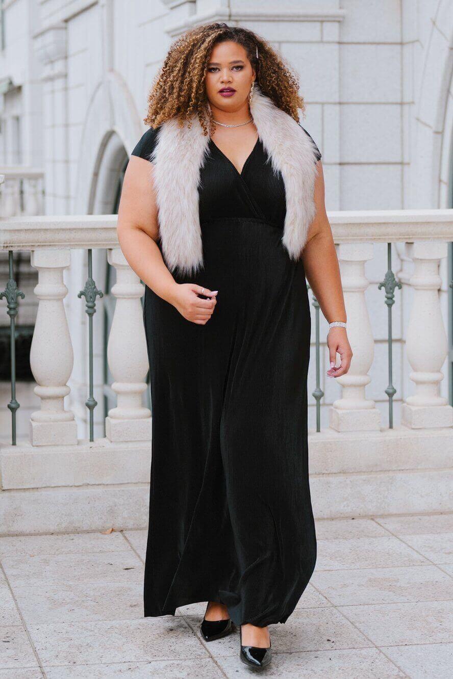 Athena Pleated Maxi Dress | Black