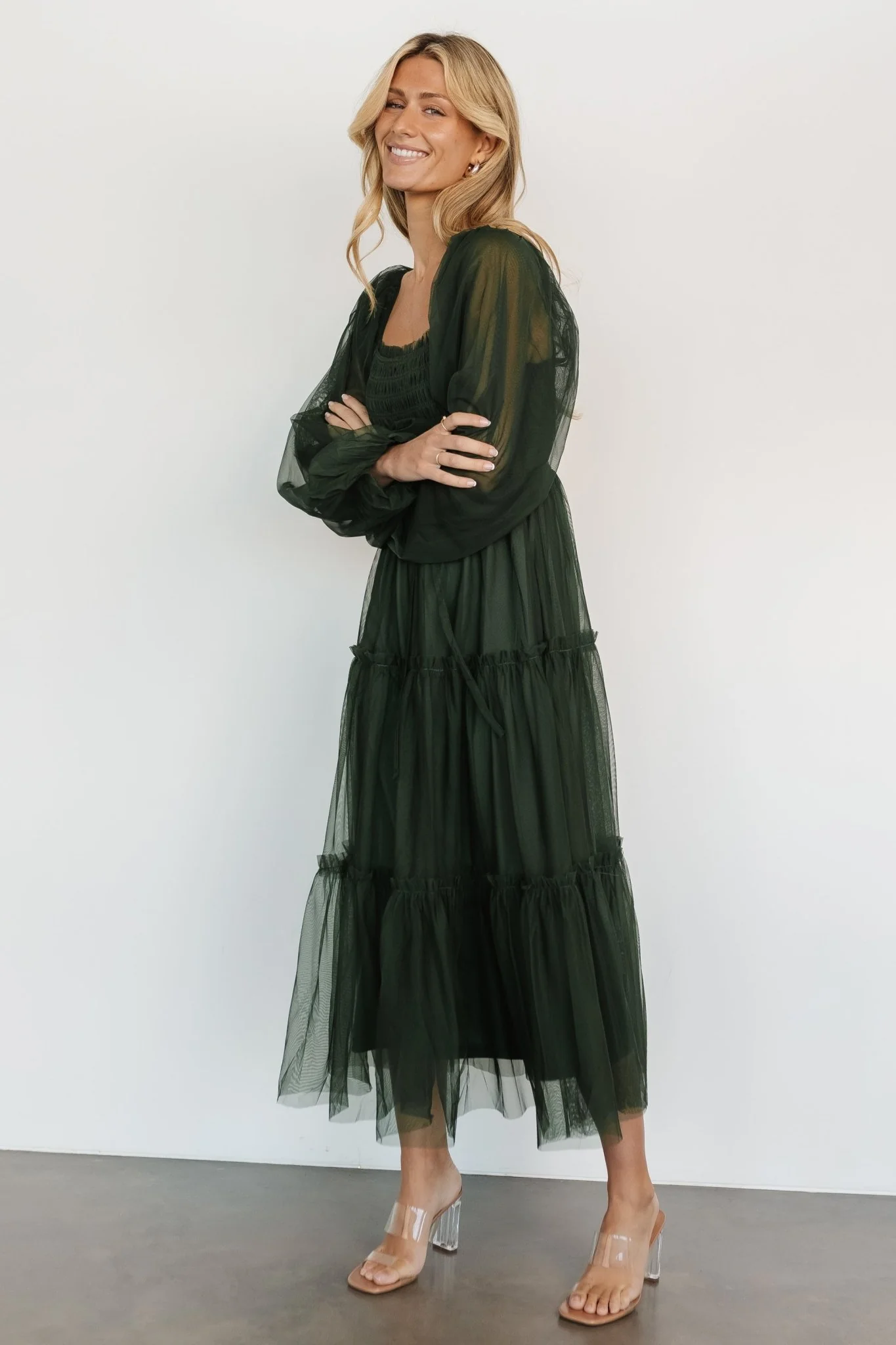Katrina Tulle Maxi Dress | Dark Green