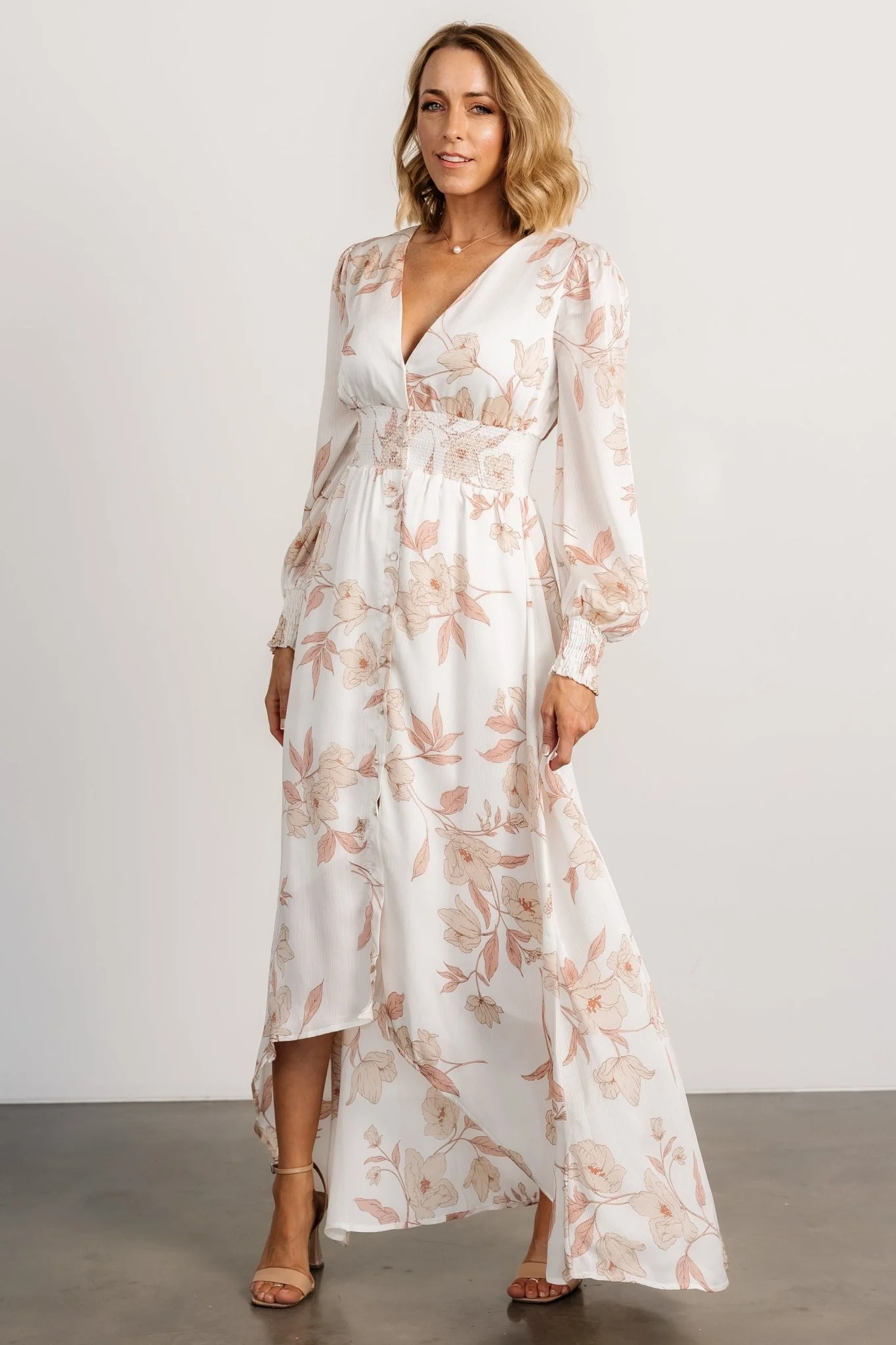 Mayfair High Low Maxi Dress | White Floral