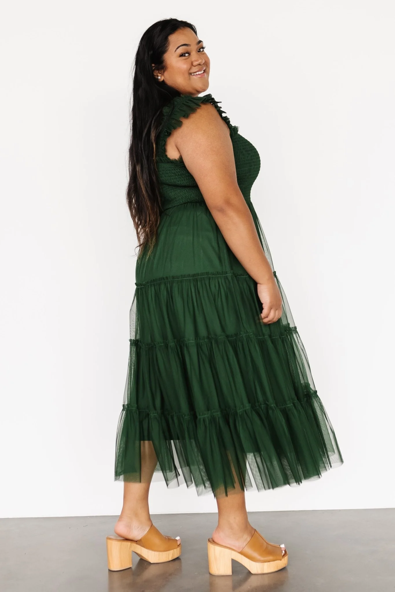 Emma Smocked Tulle Dress | Green