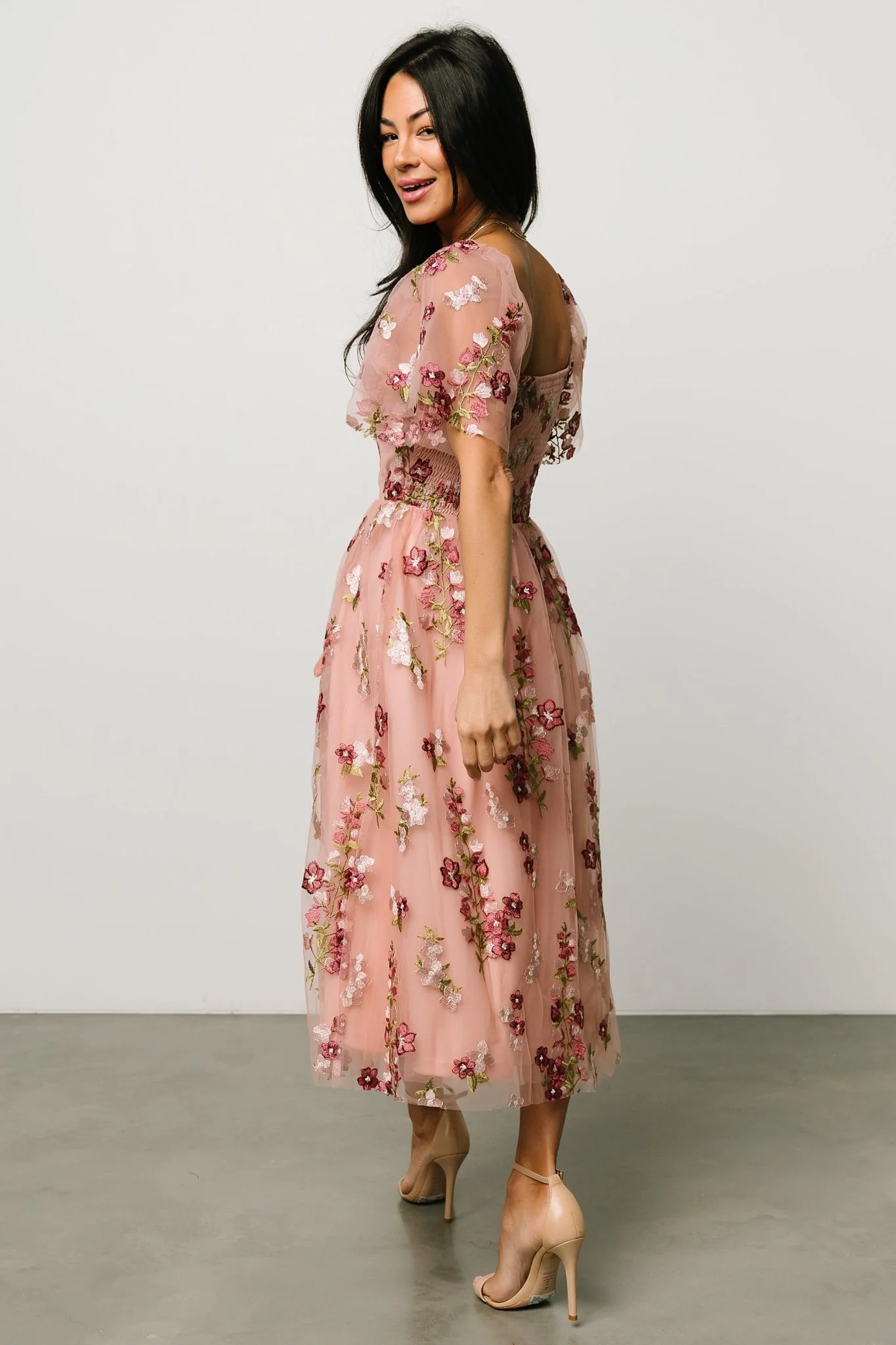 Gwyneth Tulle Midi Dress | Blush Floral