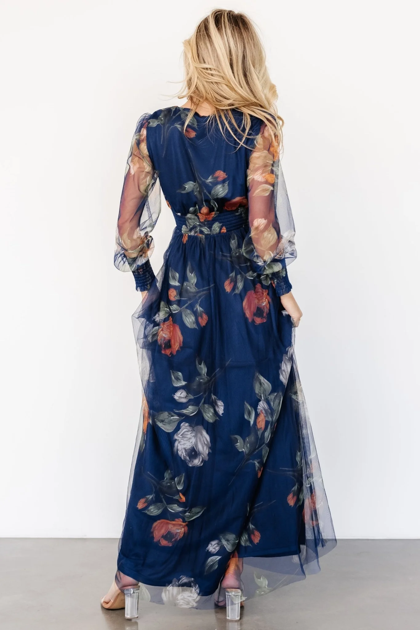 Layla Tulle Maxi Dress | Navy Blue Floral