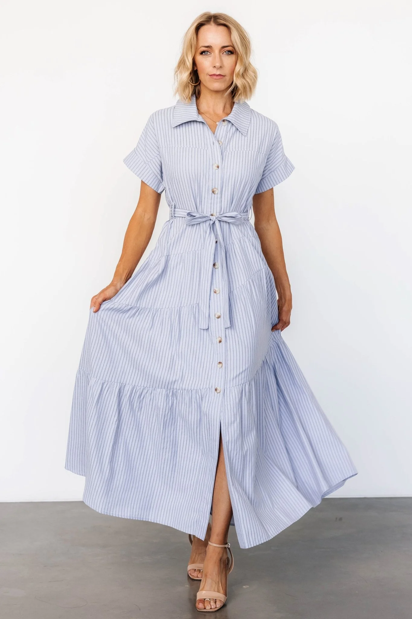 Covey Button Up Maxi Dress | Blue Stripe
