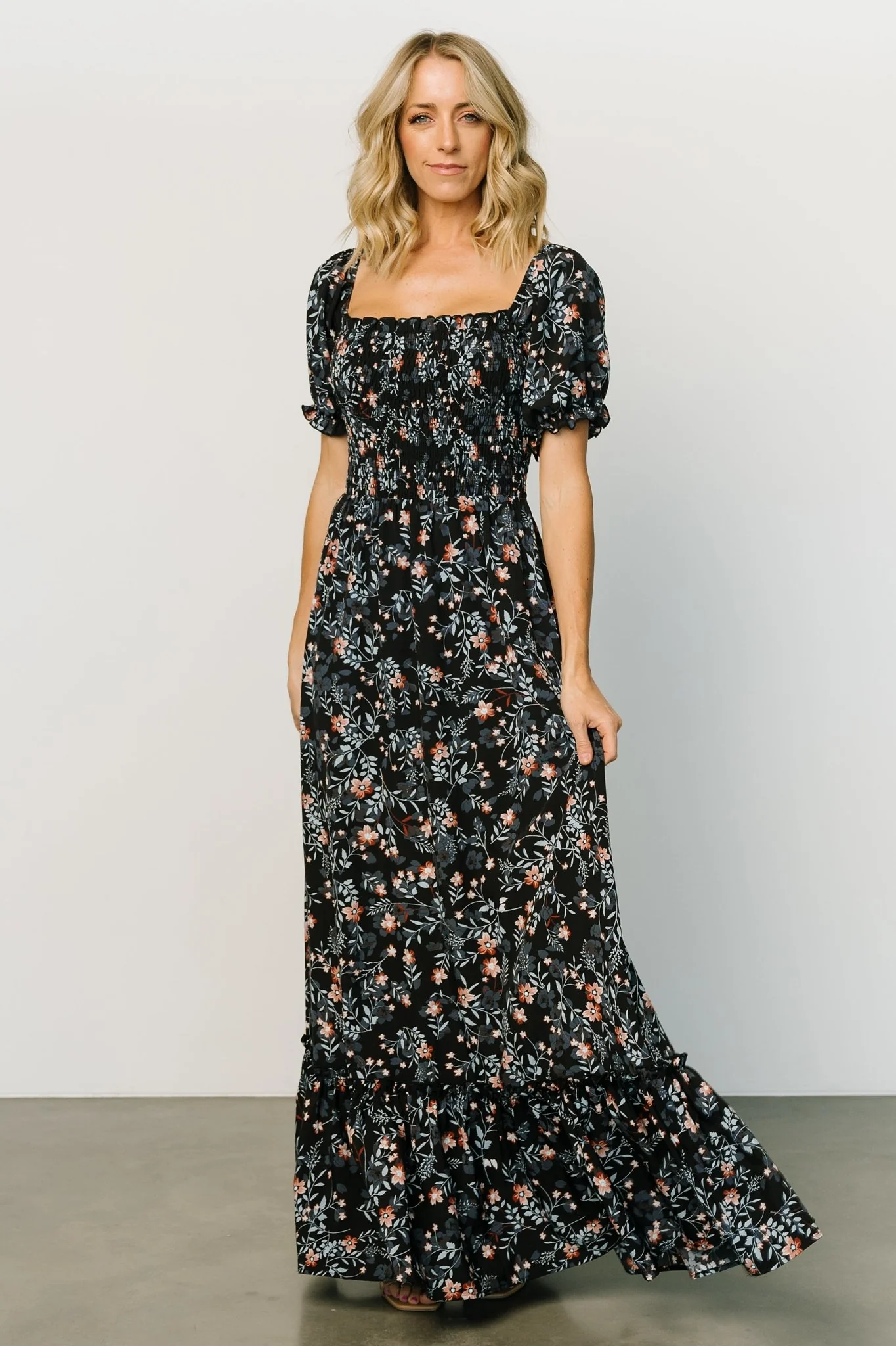 Capri Smocked Maxi Dress | Midnight Floral