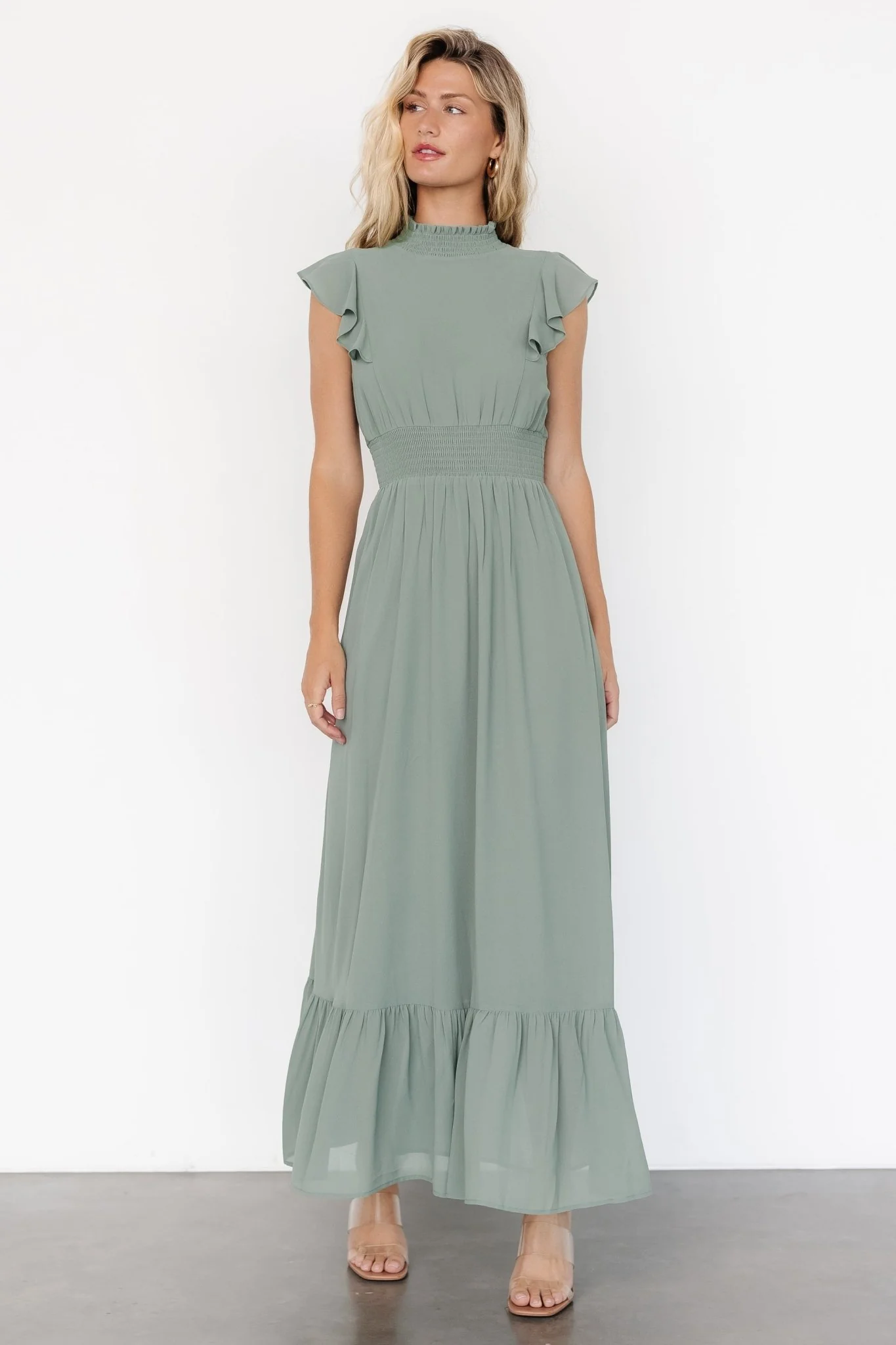 Kearny Ruffle Maxi Dress | Eucalyptus